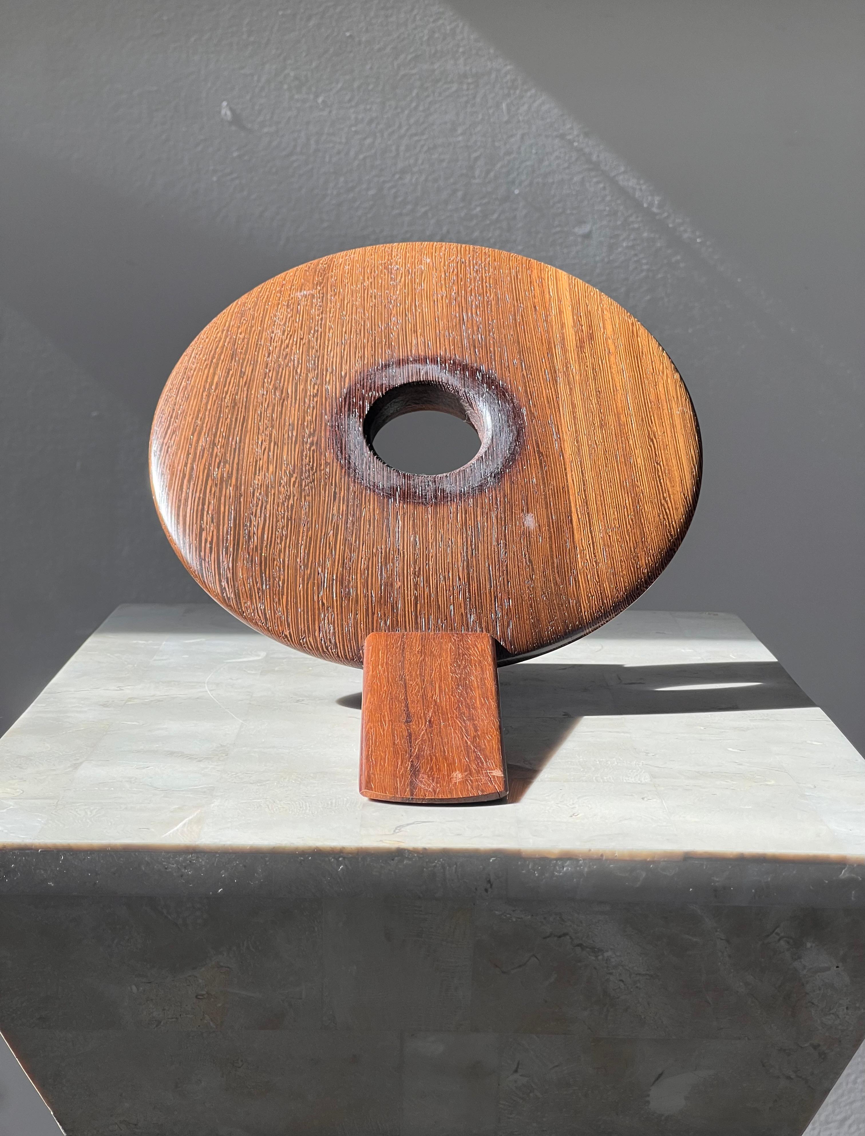 Mid-Century Modern An artist-made Danish mid century teak wine holder, signed, mid 20th century