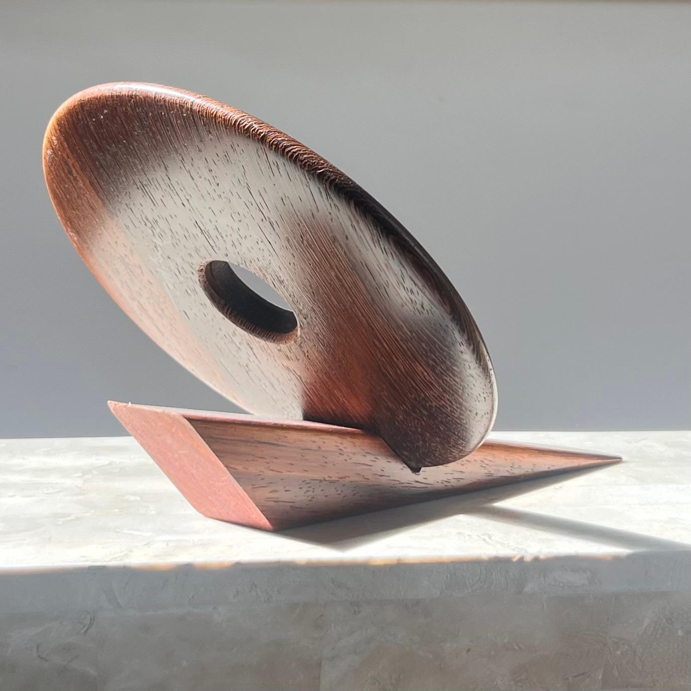 20th Century An artist-made Danish mid century teak wine holder, signed, mid 20th century