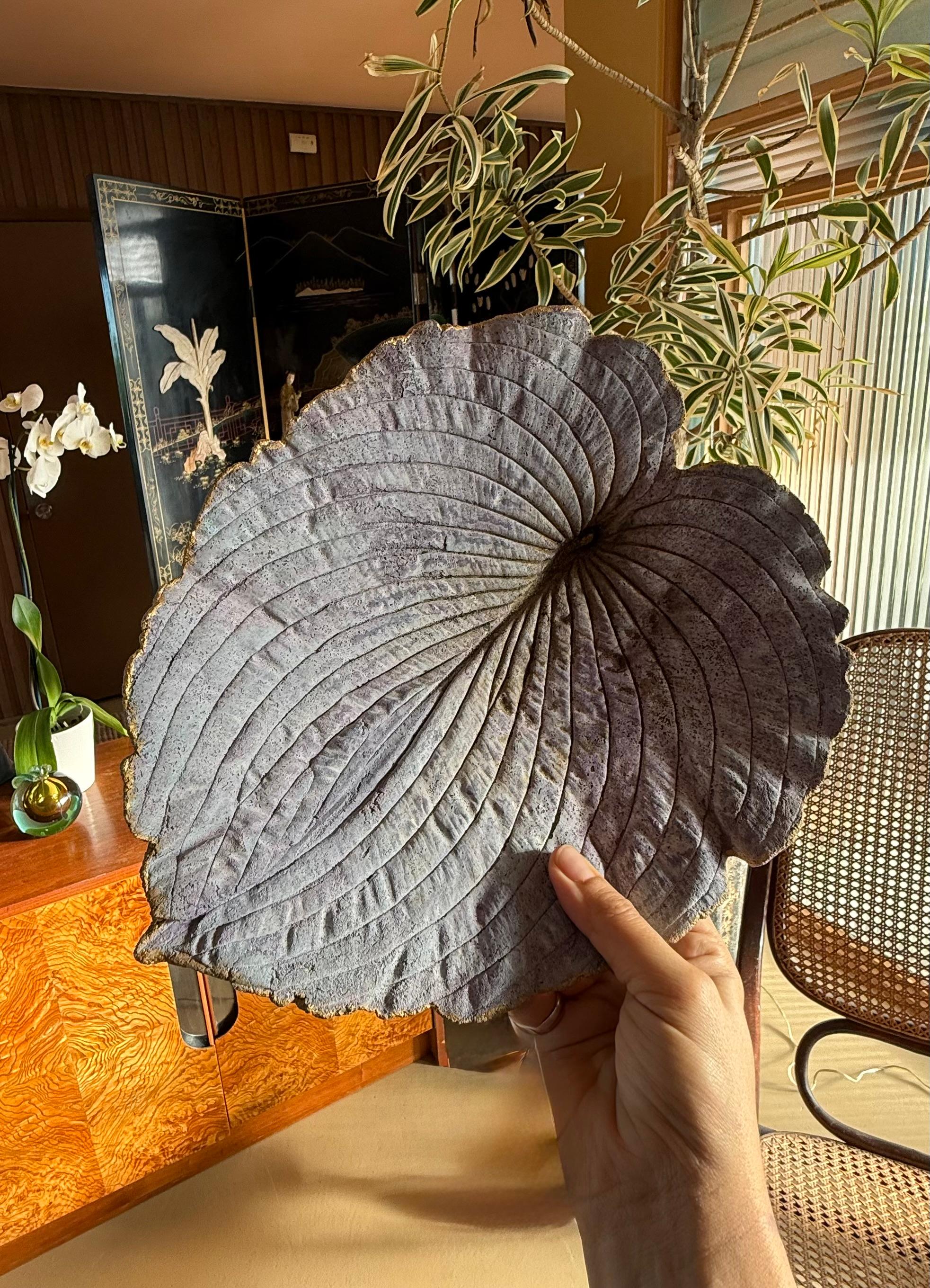 An artist-made studio ceramic leaf sculpture / platter, 21st century For Sale 9