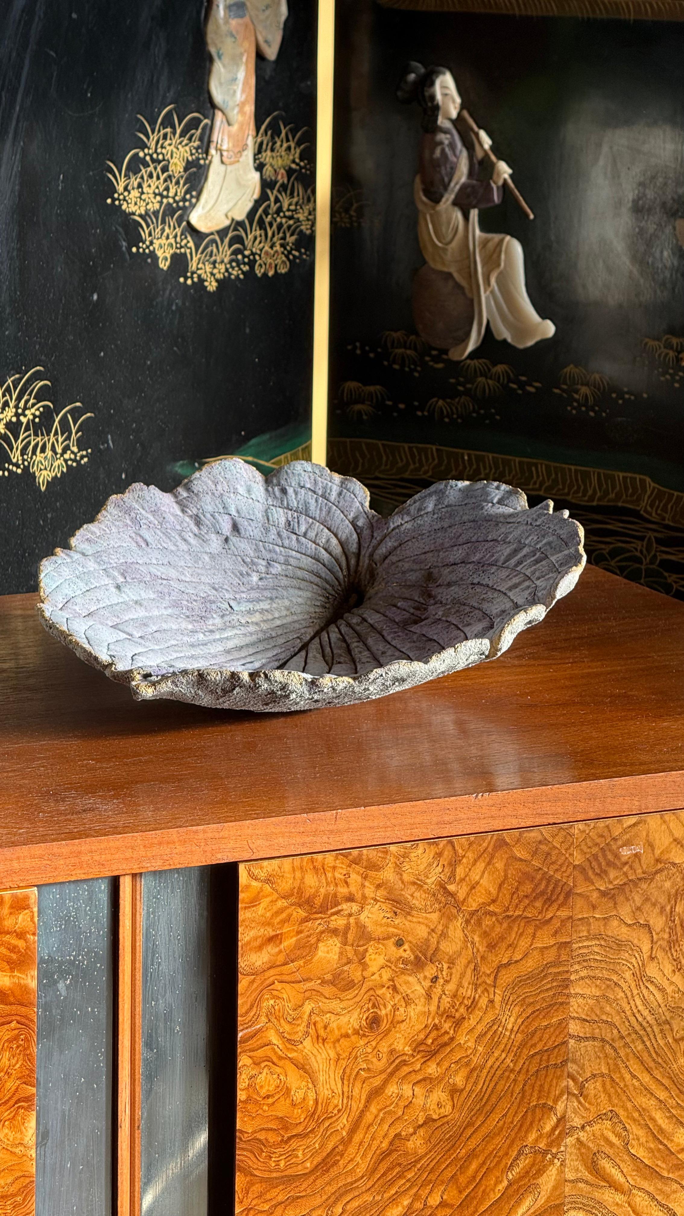 An artist-made studio ceramic leaf sculpture / platter, 21st century For Sale 10