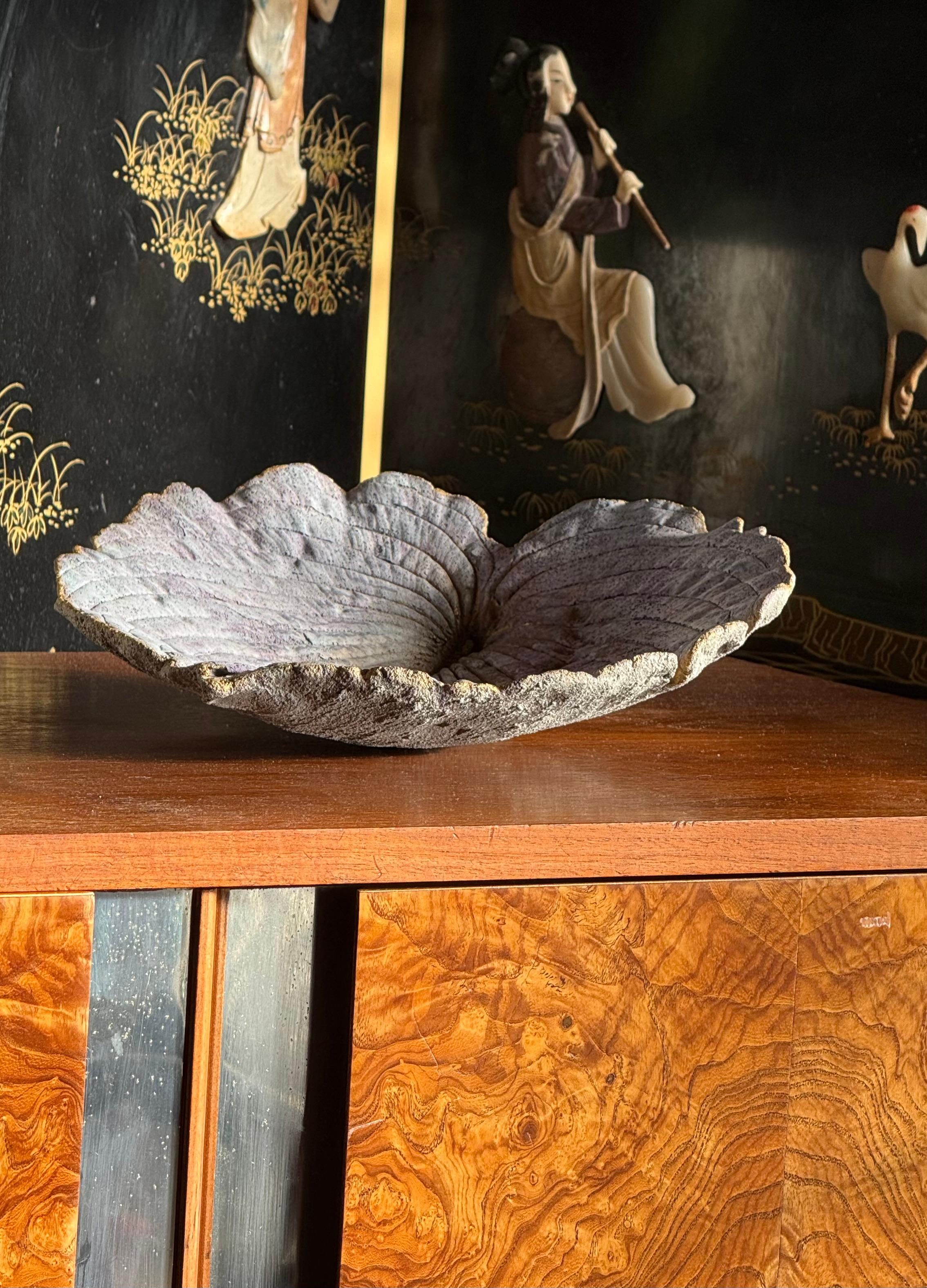 Post-Modern An artist-made studio ceramic leaf sculpture / platter, 21st century For Sale