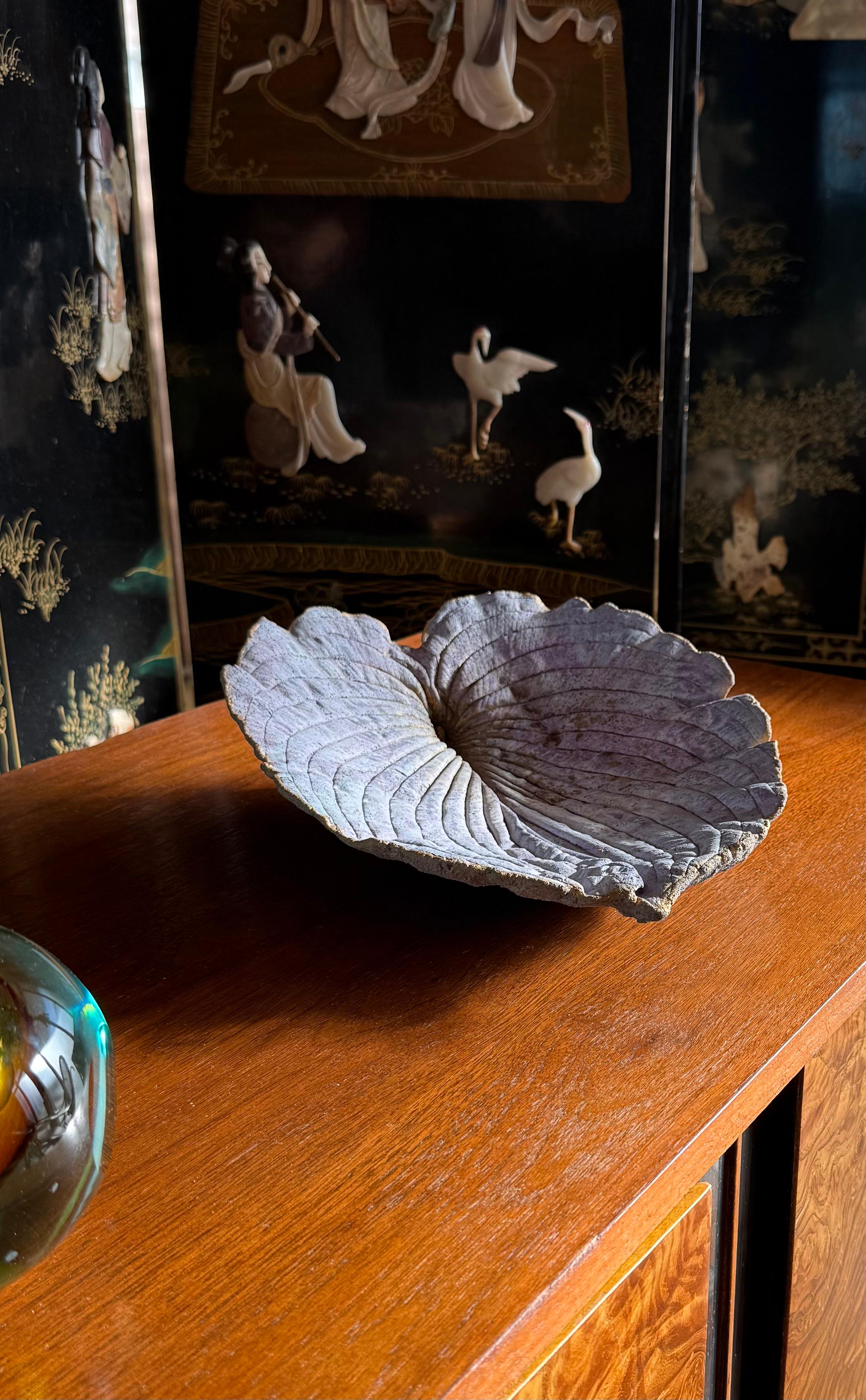Unknown An artist-made studio ceramic leaf sculpture / platter, 21st century For Sale