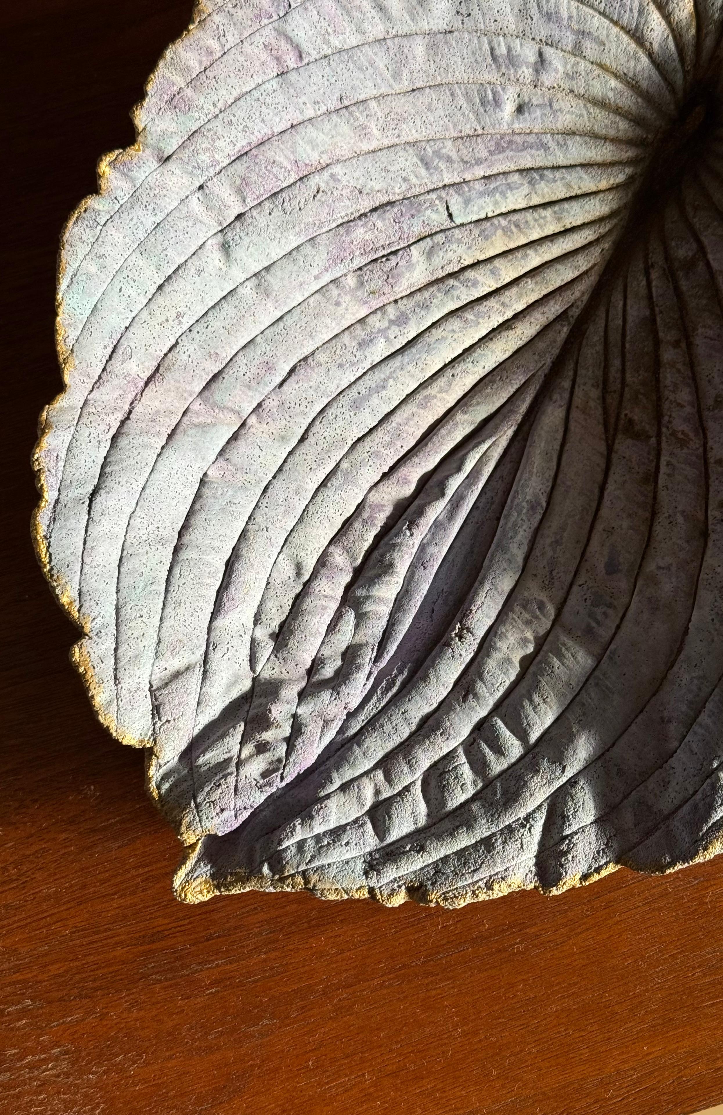 Hand-Knotted An artist-made studio ceramic leaf sculpture / platter, 21st century For Sale