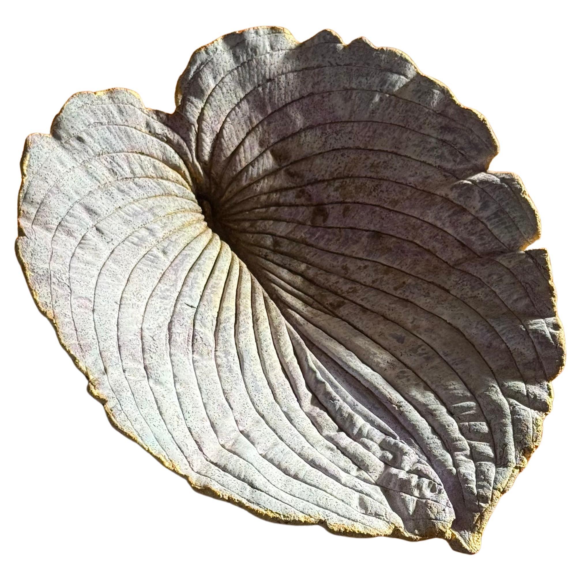 An artist-made studio ceramic leaf sculpture / platter, 21st century
