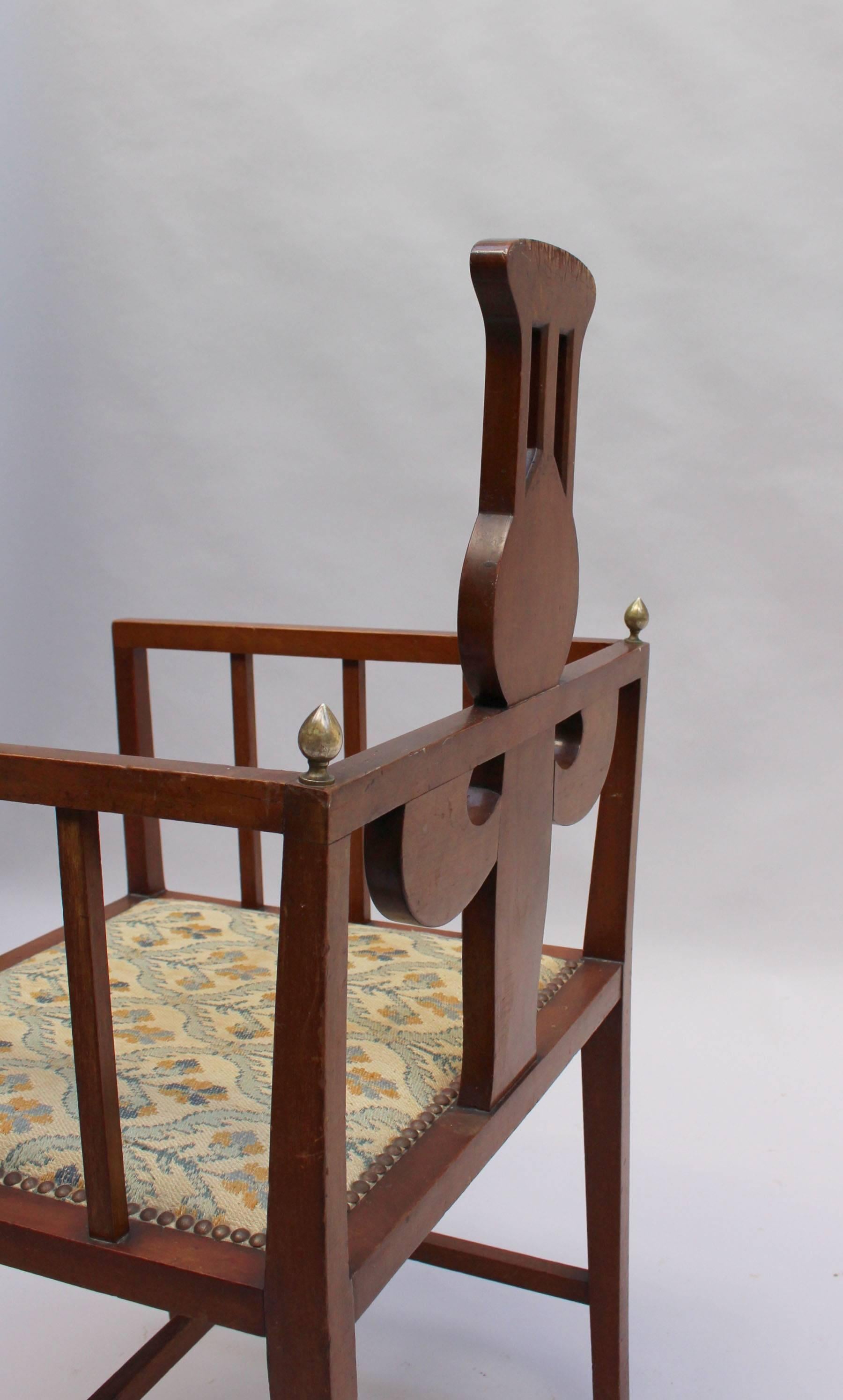 Early 20th Century Fine Arts & Crafts Armchair by G M Ellwood, Made by J S Henry For Sale