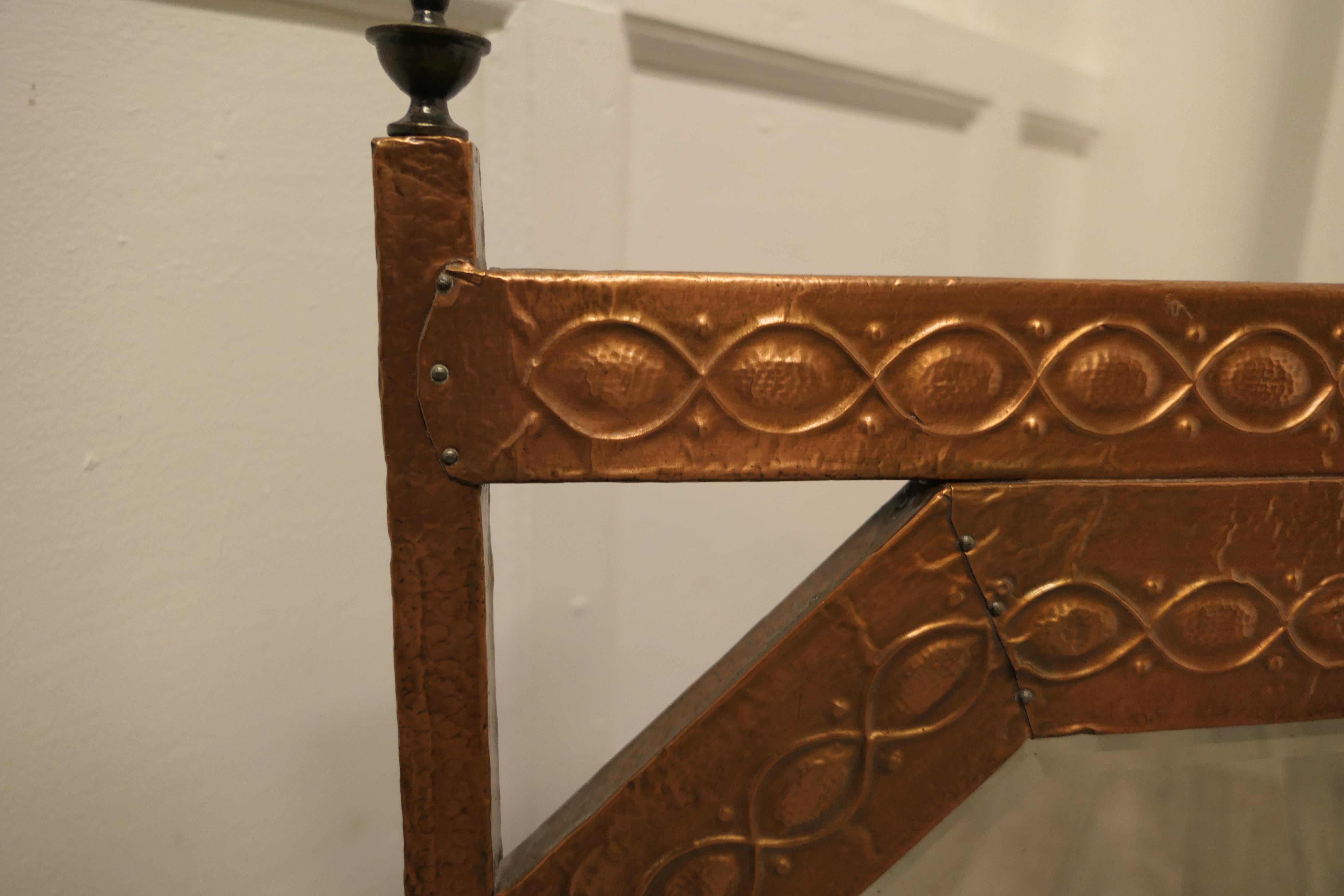 Arts and Crafts Beaten Copper Mirror Fire Screen 1
