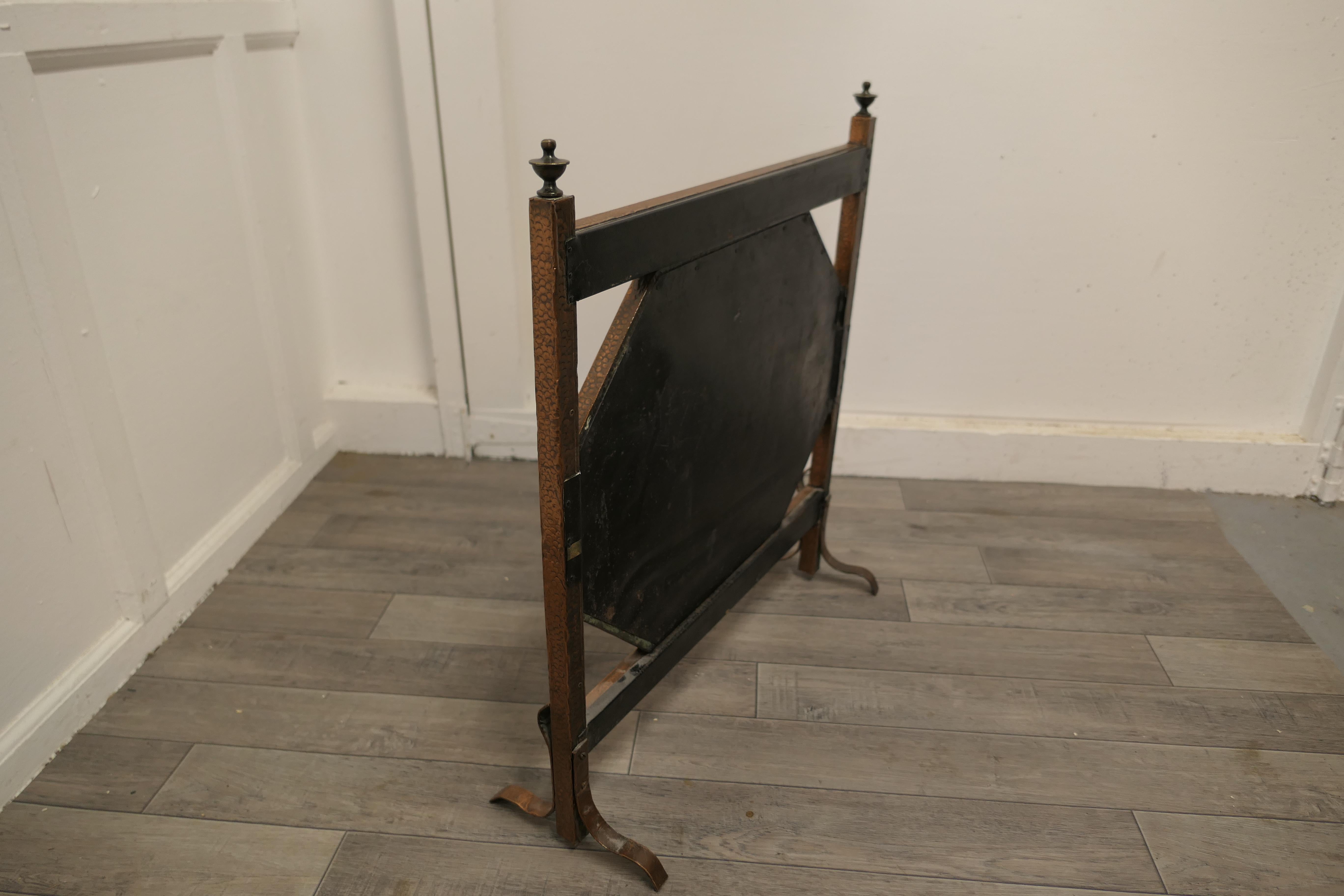 Arts and Crafts Beaten Copper Mirror Fire Screen 2