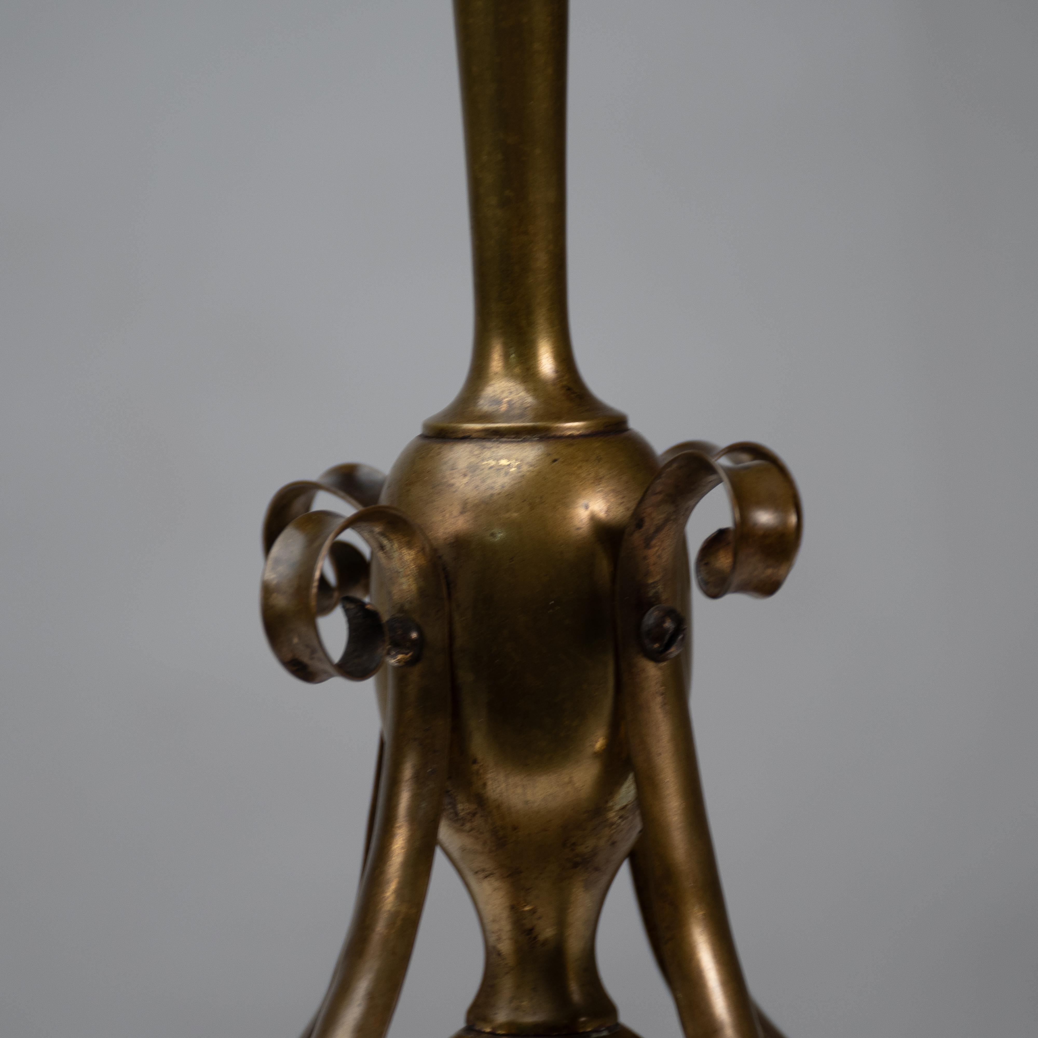 An Arts and Crafts brass table lamp in the style of C F A Voysey For Sale 6