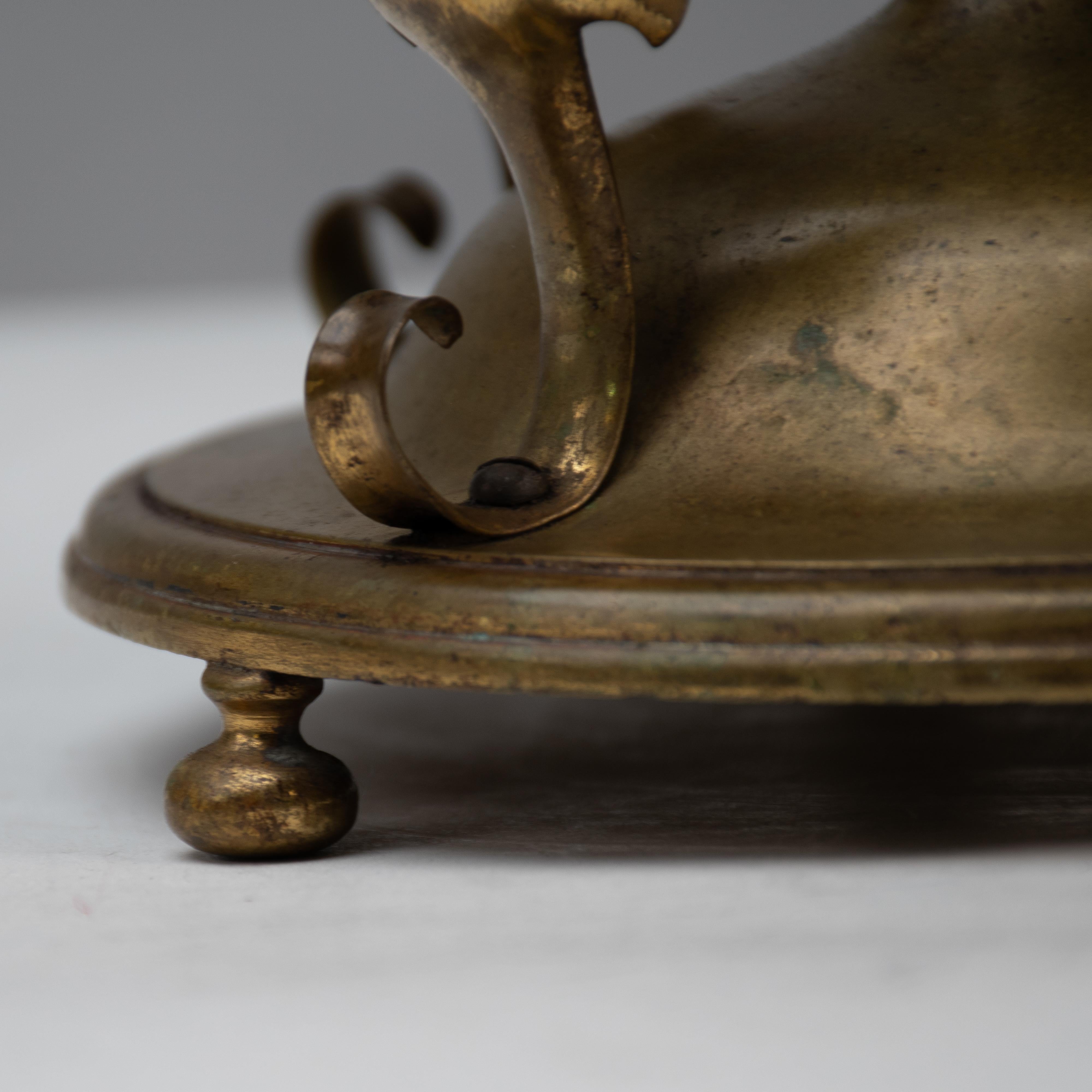 An Arts and Crafts brass table lamp in the style of C F A Voysey For Sale 11