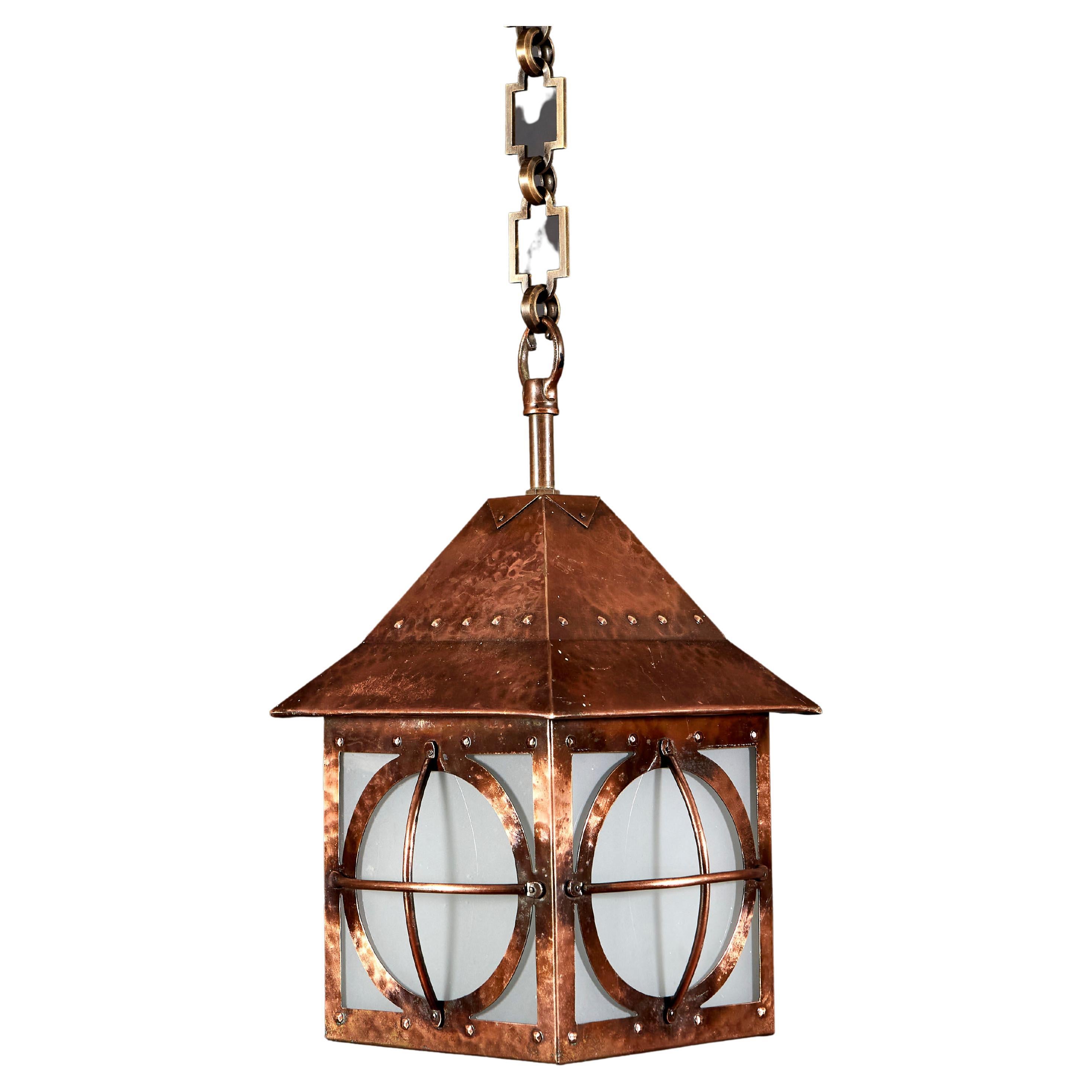 Arts & Crafts Copper Hanging Lantern