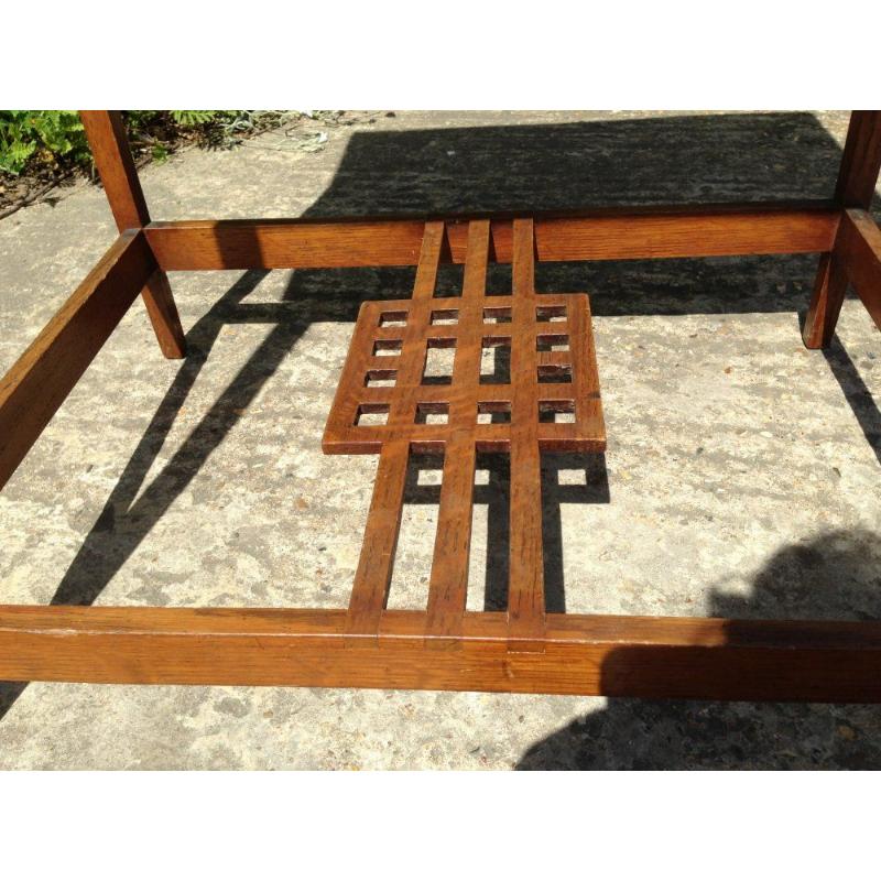 Oak An Arts and Crafts Glasgow style oak Side table with square details For Sale
