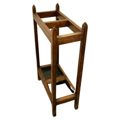 Arts and Crafts Golden Oak Stick or Umbrella Hall Stand