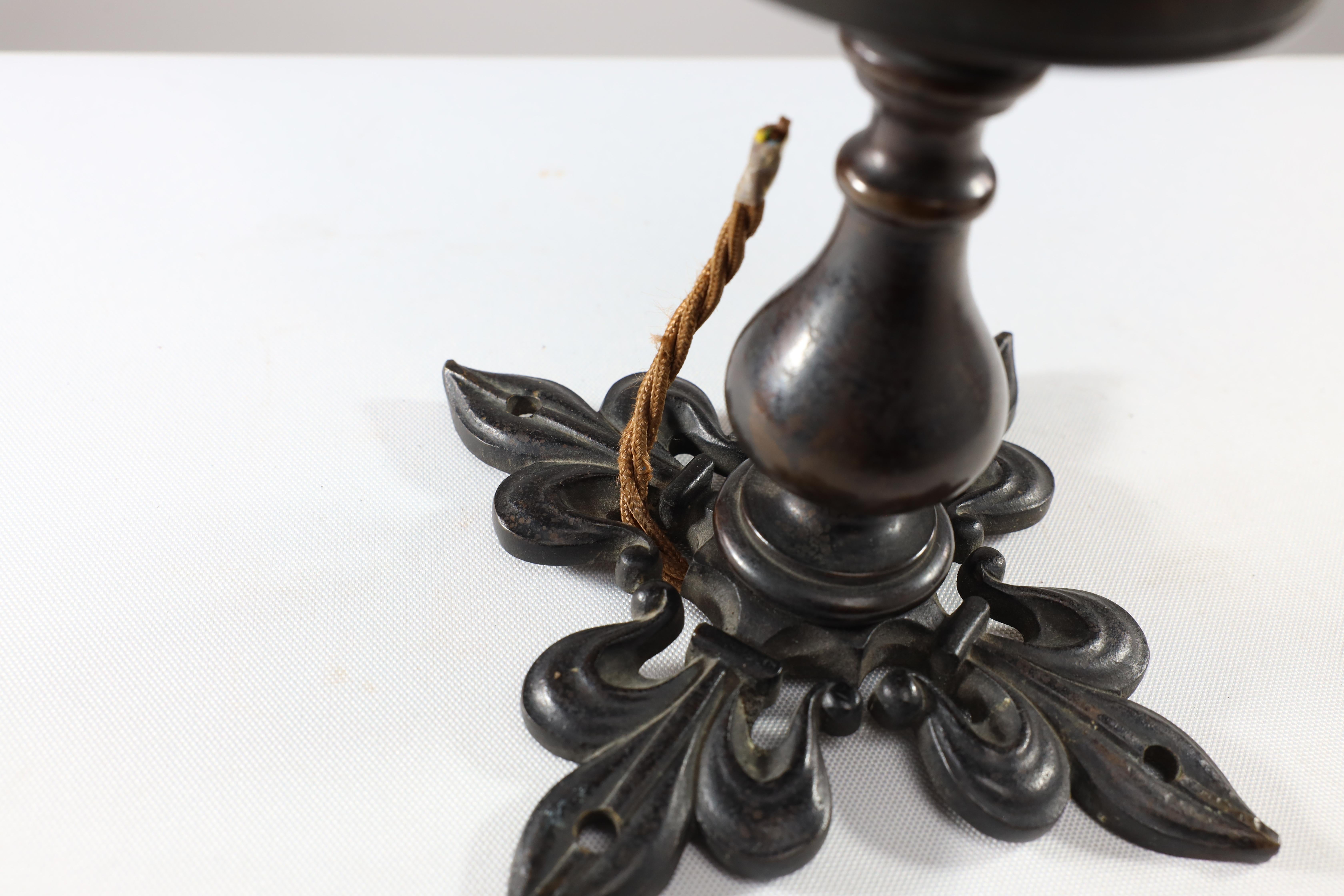 An Arts and Crafts/Gothic patinated bronze ceiling light For Sale 8