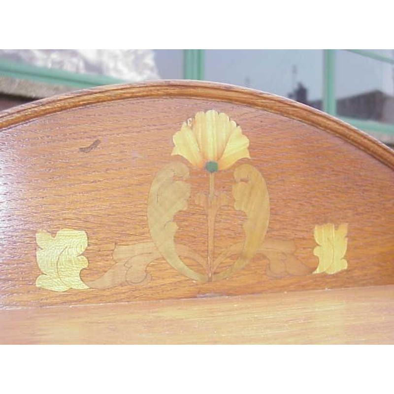 British An Arts and Crafts Oak Bureau Bookcase with Beautiful Stylised Floral Inlays