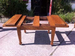 Arts & Crafts Oak Extending Dining Table with a Sliding Top