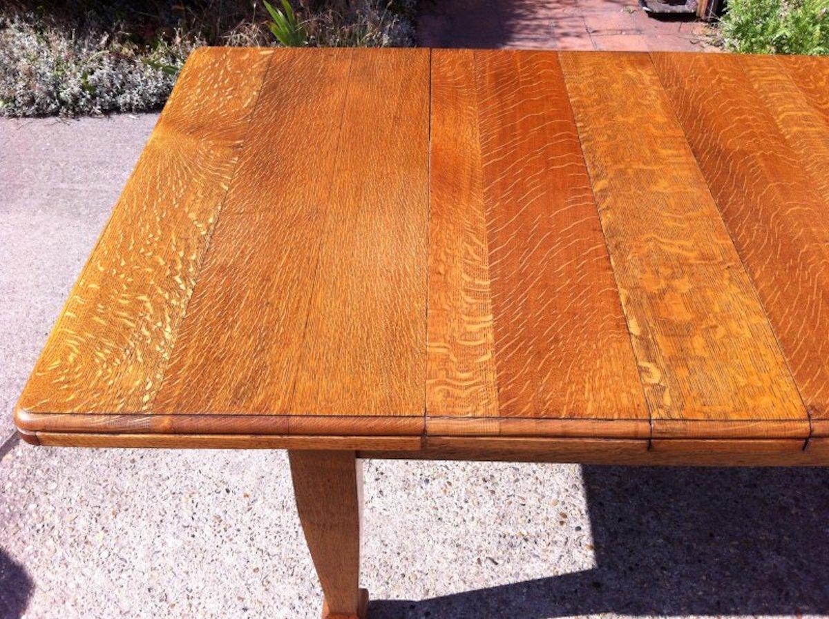 Arts and Crafts Arts & Crafts Oak Extending Dining Table with a Sliding Top For Sale