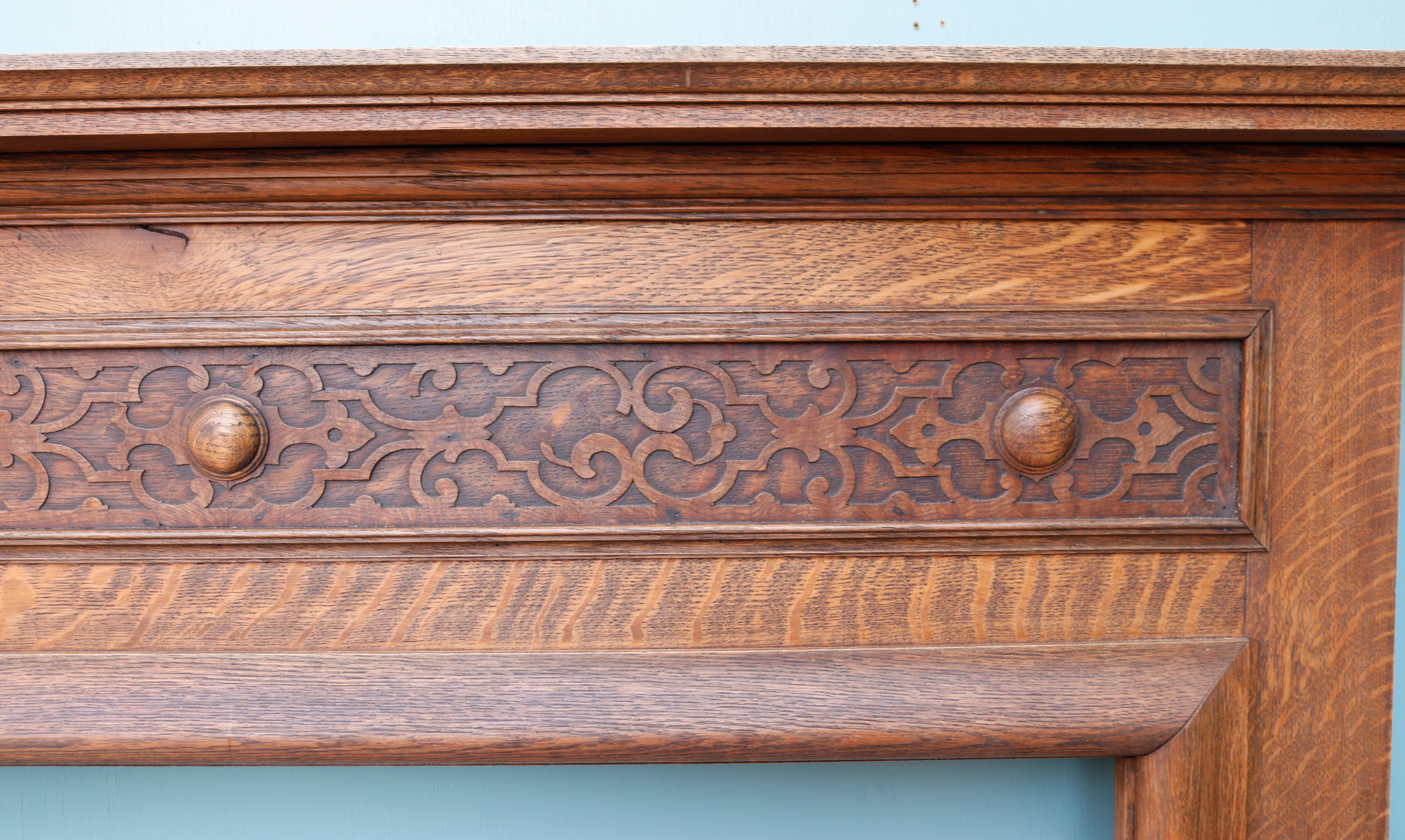 19th Century Arts and Crafts Oak Fireplace Mantel