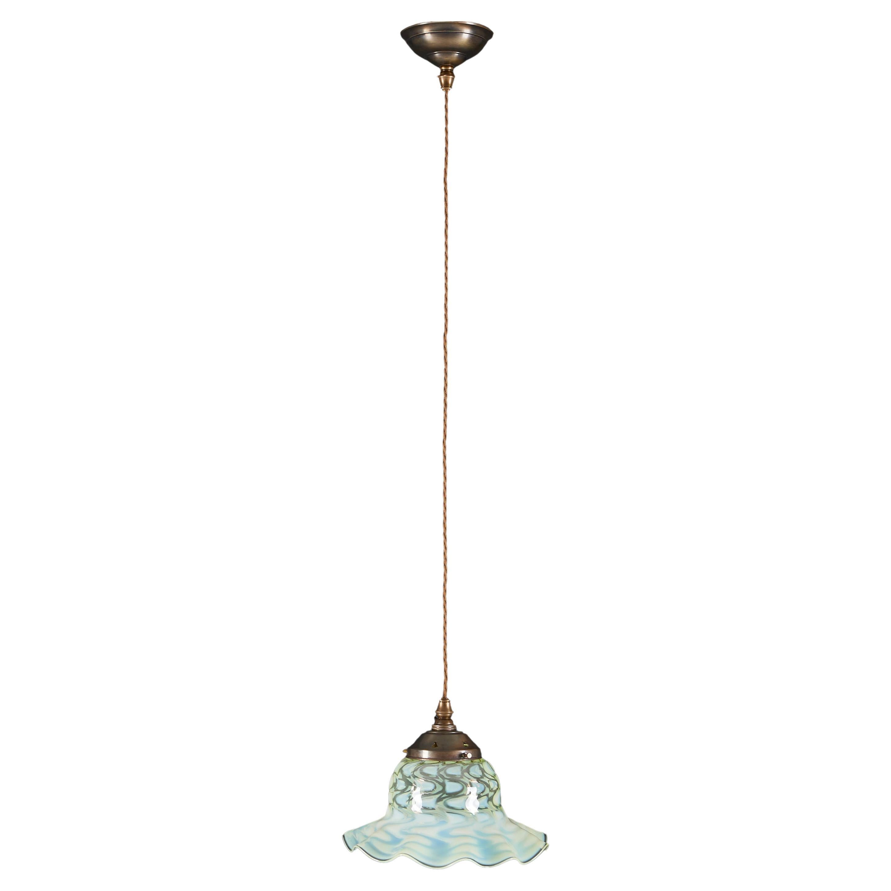 An Arts and Crafts Opaline Glass Pendant Hanging Light