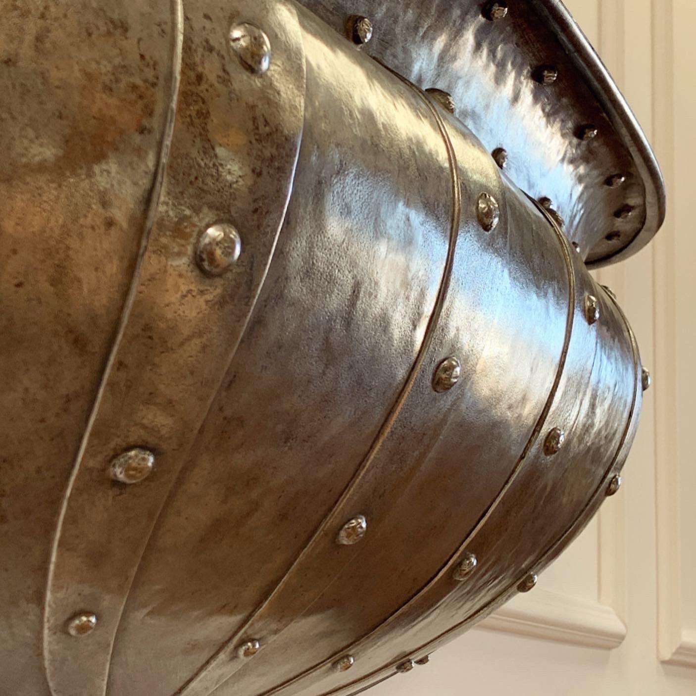 English An Arts and Crafts Polished Steel Wall Planter For Sale