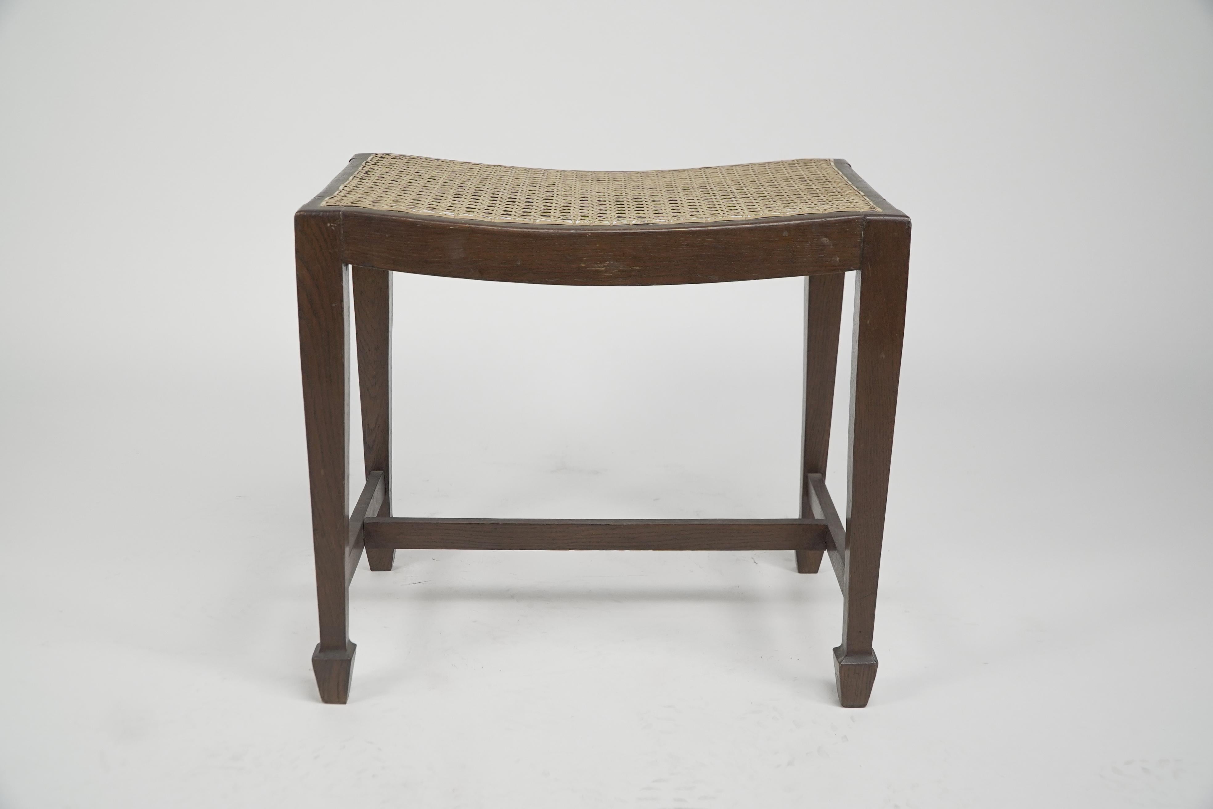 English An Arts and Crafts sturdy little Walnut stool For Sale