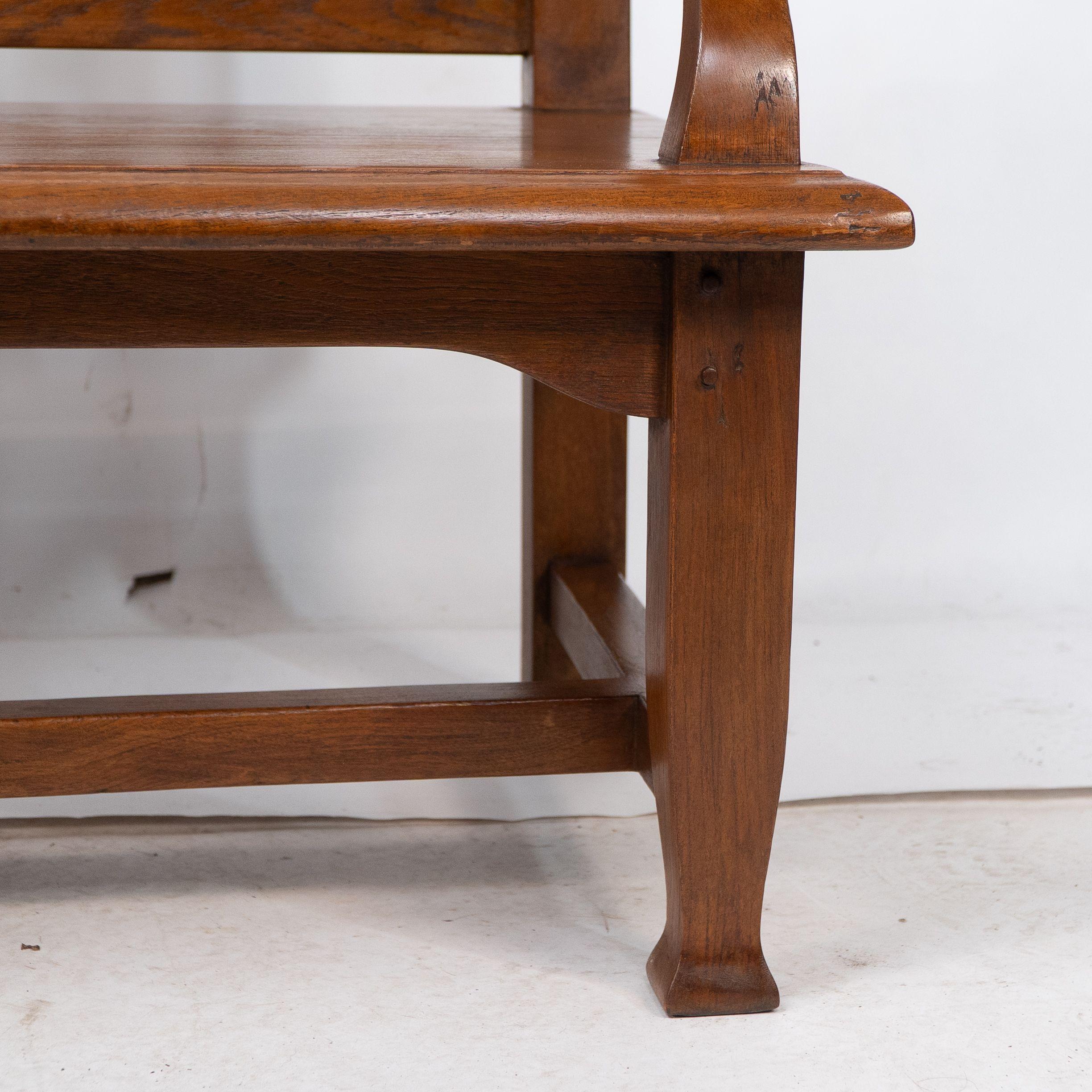 An Arts and Crafts super quality teak hall bench in the style of Arthur Simpson For Sale 7