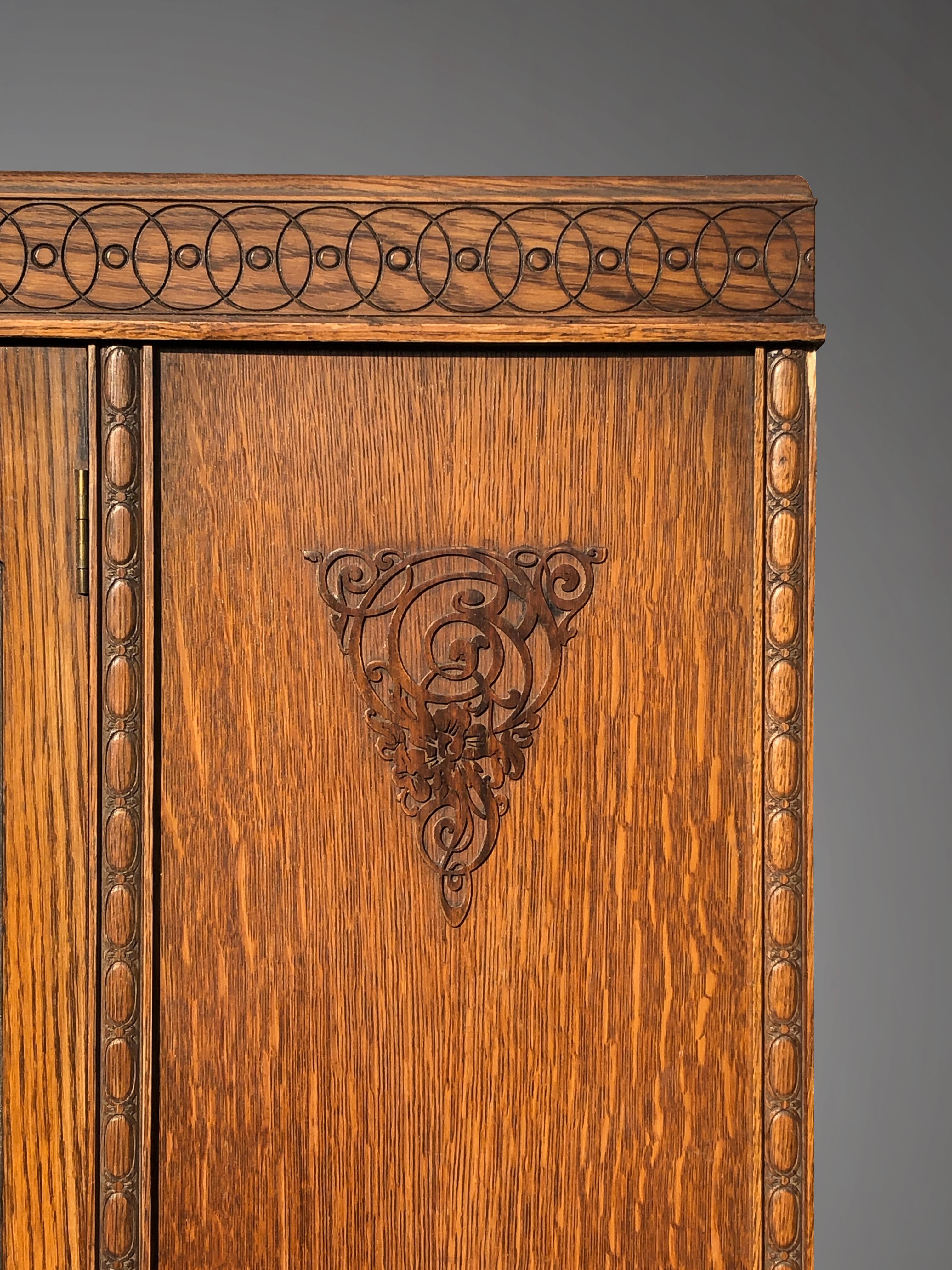 Early 20th Century An ARTS & CRAFTS / ART NOUVEAU Wardrobe CABINET by HARRIS LEBUS, England 1900 For Sale