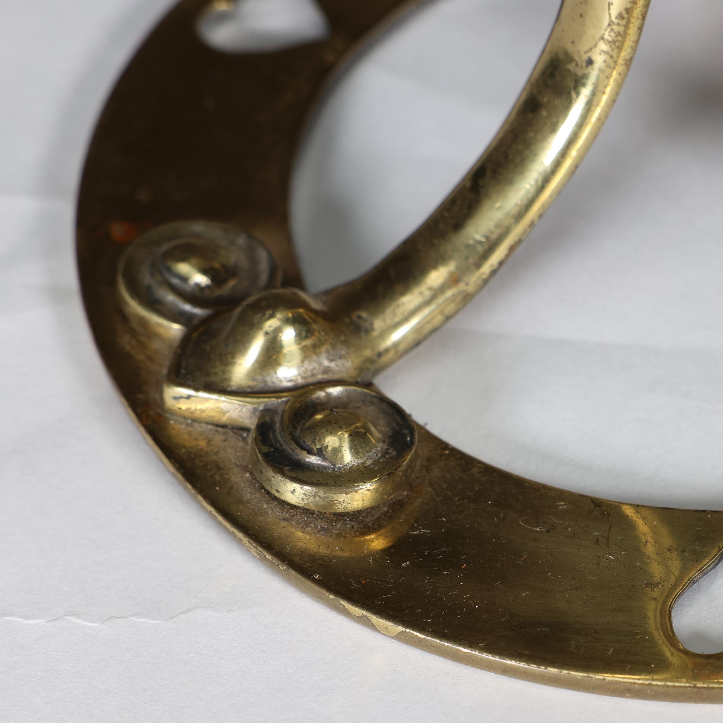 An Arts & Crafts brass table lamp tulip shaped with heart cut-outs to the base For Sale 9