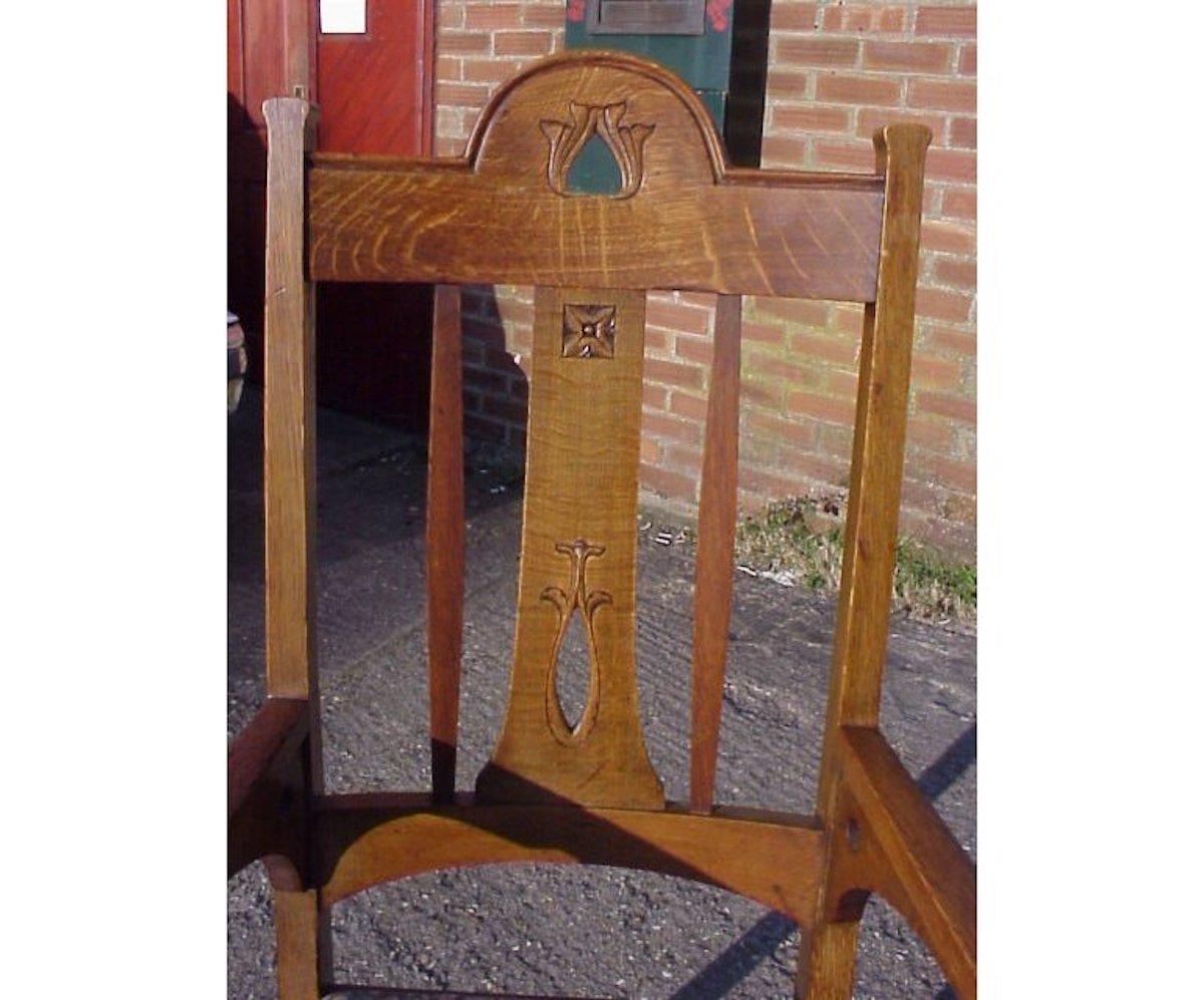 Arts and Crafts Arts & Crafts Oak Armchair by Goodall, Lambs & Heighway of Manchester For Sale