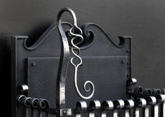 Arts & Crafts Polished Wrought Iron Firegrate