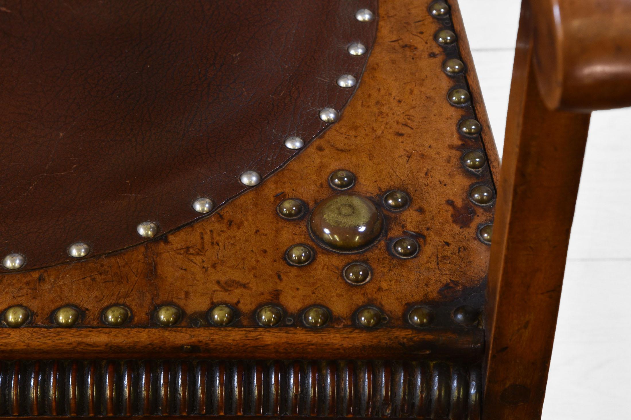 Arts & Crafts Rocking Chair with Embossed Leather Panels 1