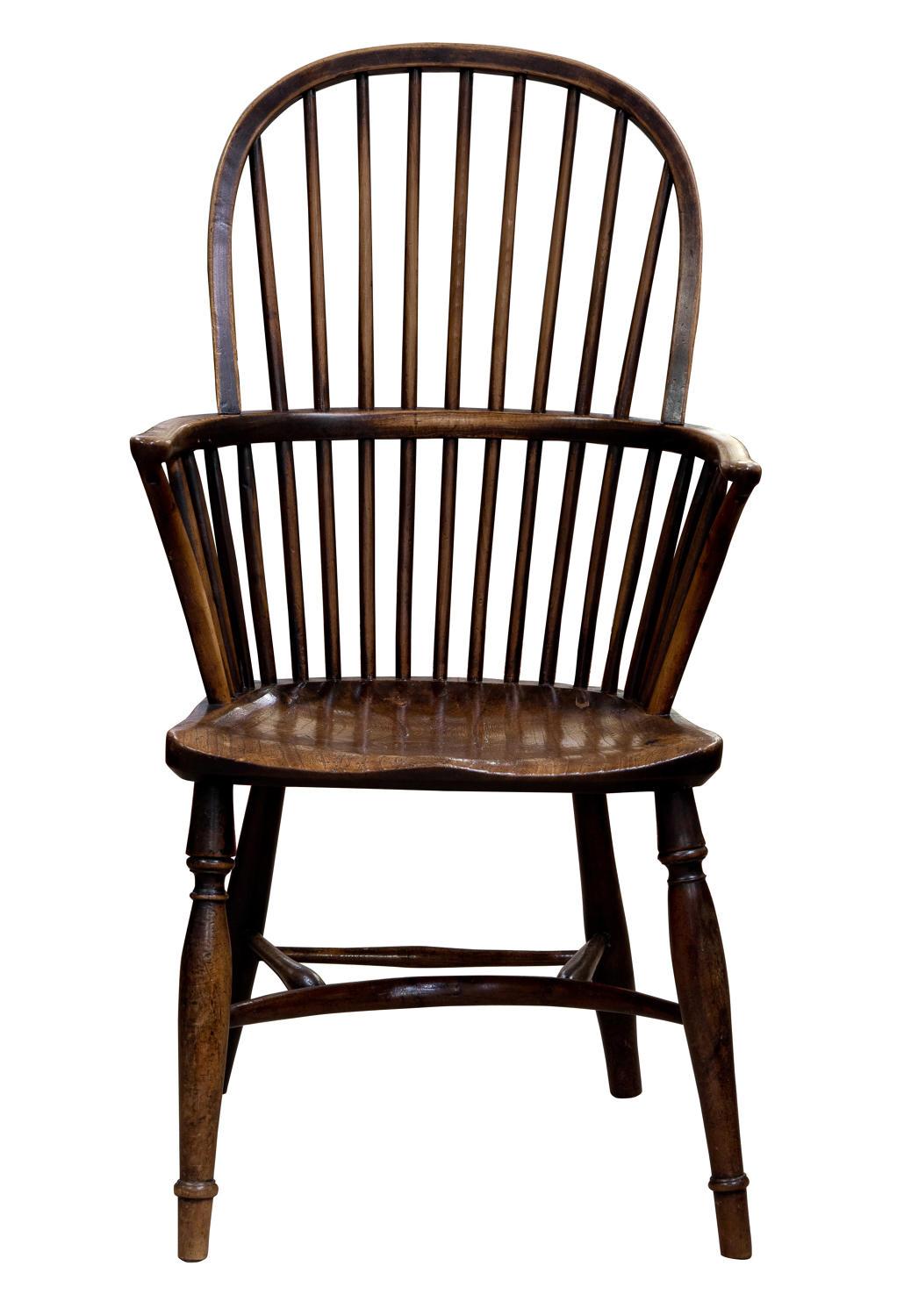 An ash and elm hoopstick back windsor chair with crinoline stretcher,

circa 1830.
