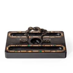 An Ashford (Derbyshire) black marble pen tray