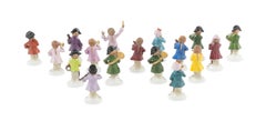 An Assembled Group of Seventeen Sitzendorf Porcelain Monkey Band Figures.