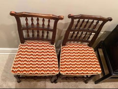 George III Lancashire pair of assembled side chairs with ladder backs