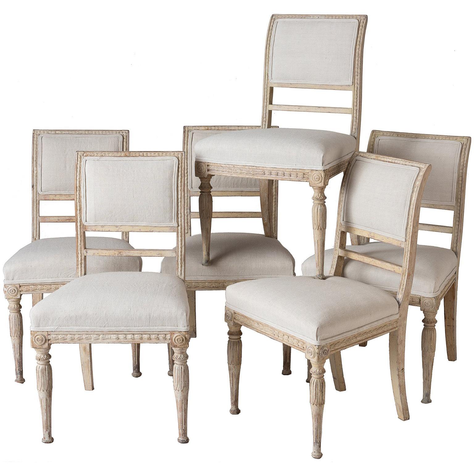 An Assembled Set of Six Swedish Late Gustavian Stockholm Dining Chairs For Sale