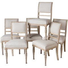 An Assembled Set of Six Swedish Late Gustavian Stockholm Dining Chairs