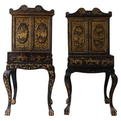 Associated Pair of Regency Chinoiserie Vanity Cabinets