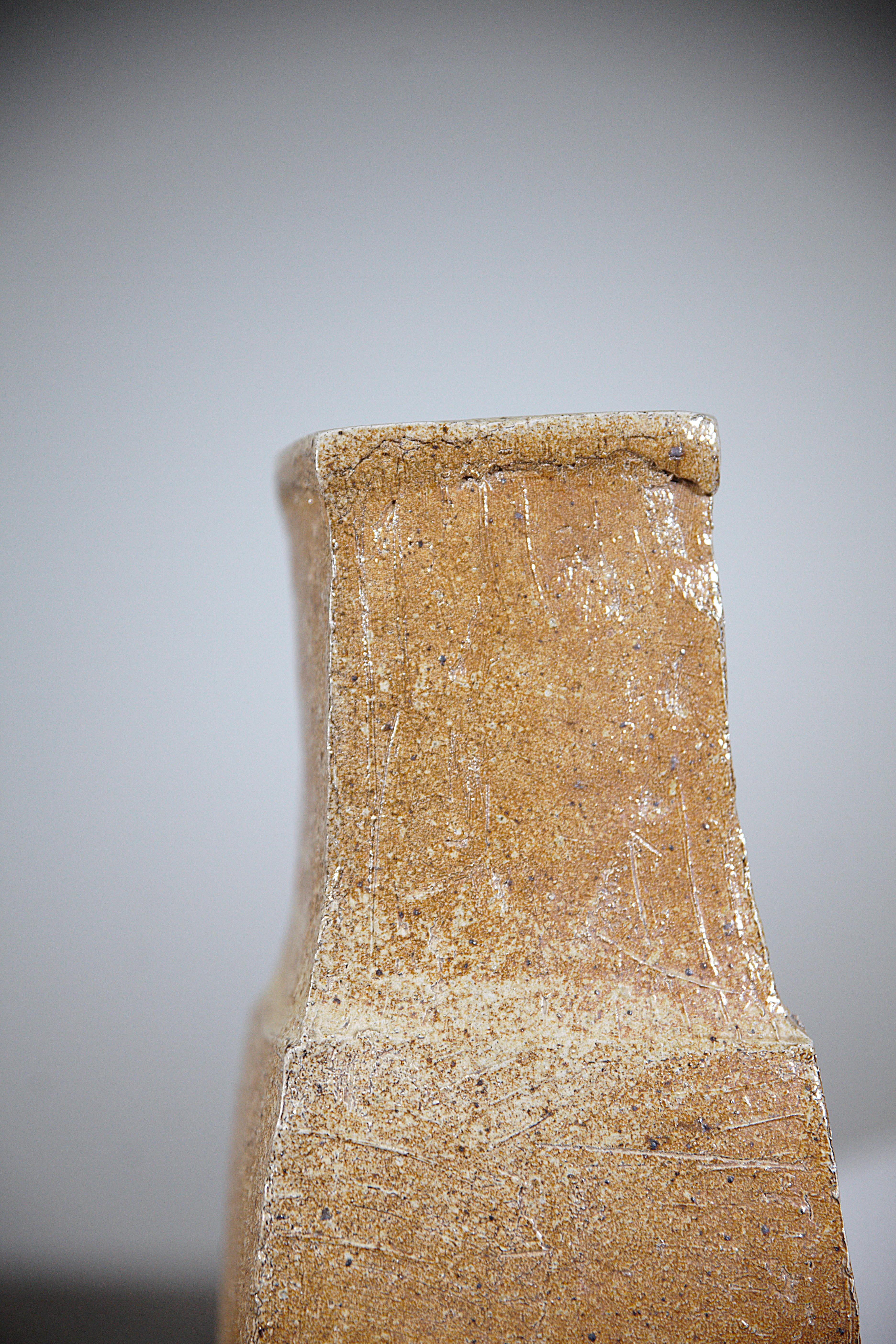 An Asymetric Stoneware Vase by Gustave Tiffoche France 1970's in vendita 4