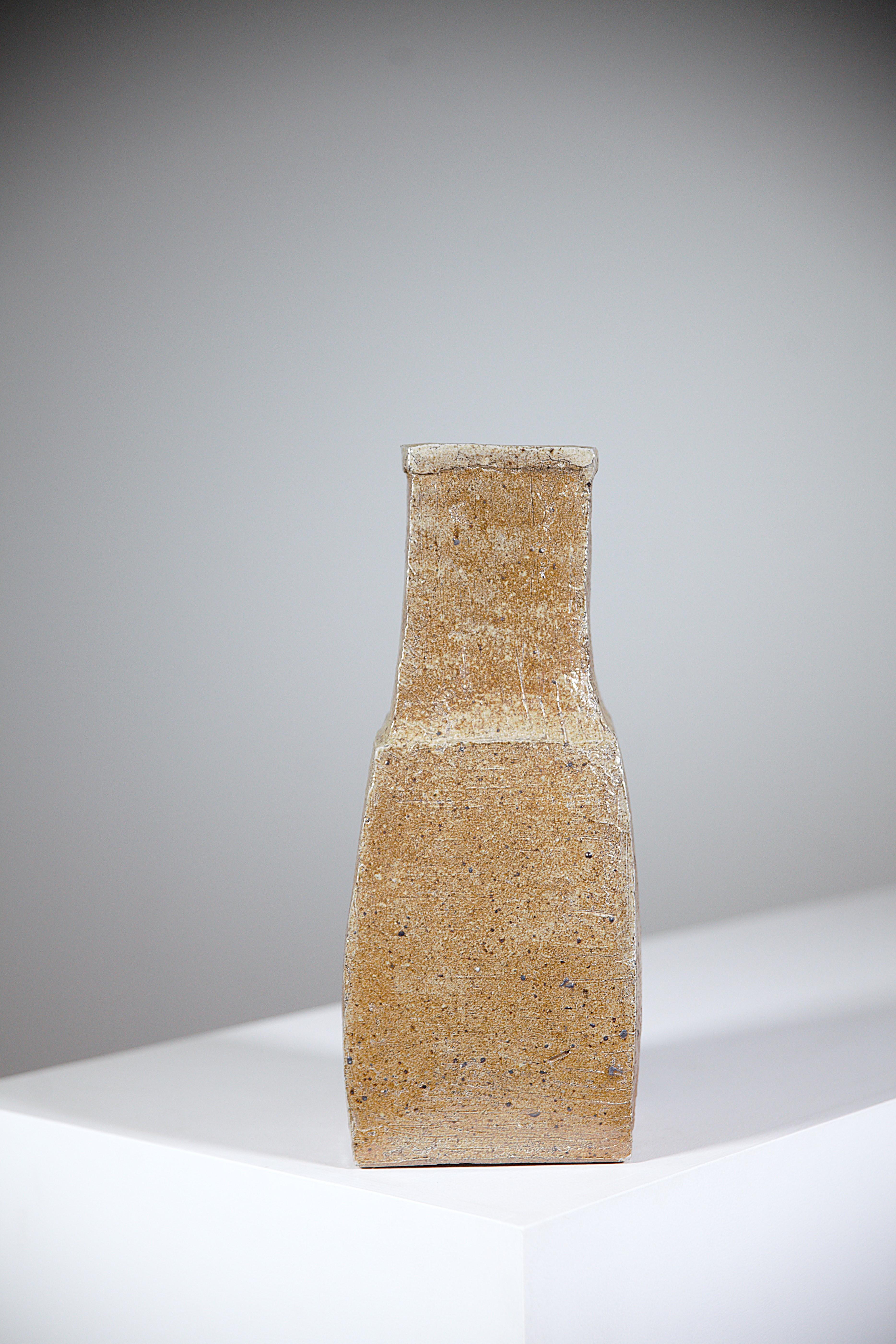 An Asymetric Stoneware Vase by Gustave Tiffoche France 1970's in vendita 1