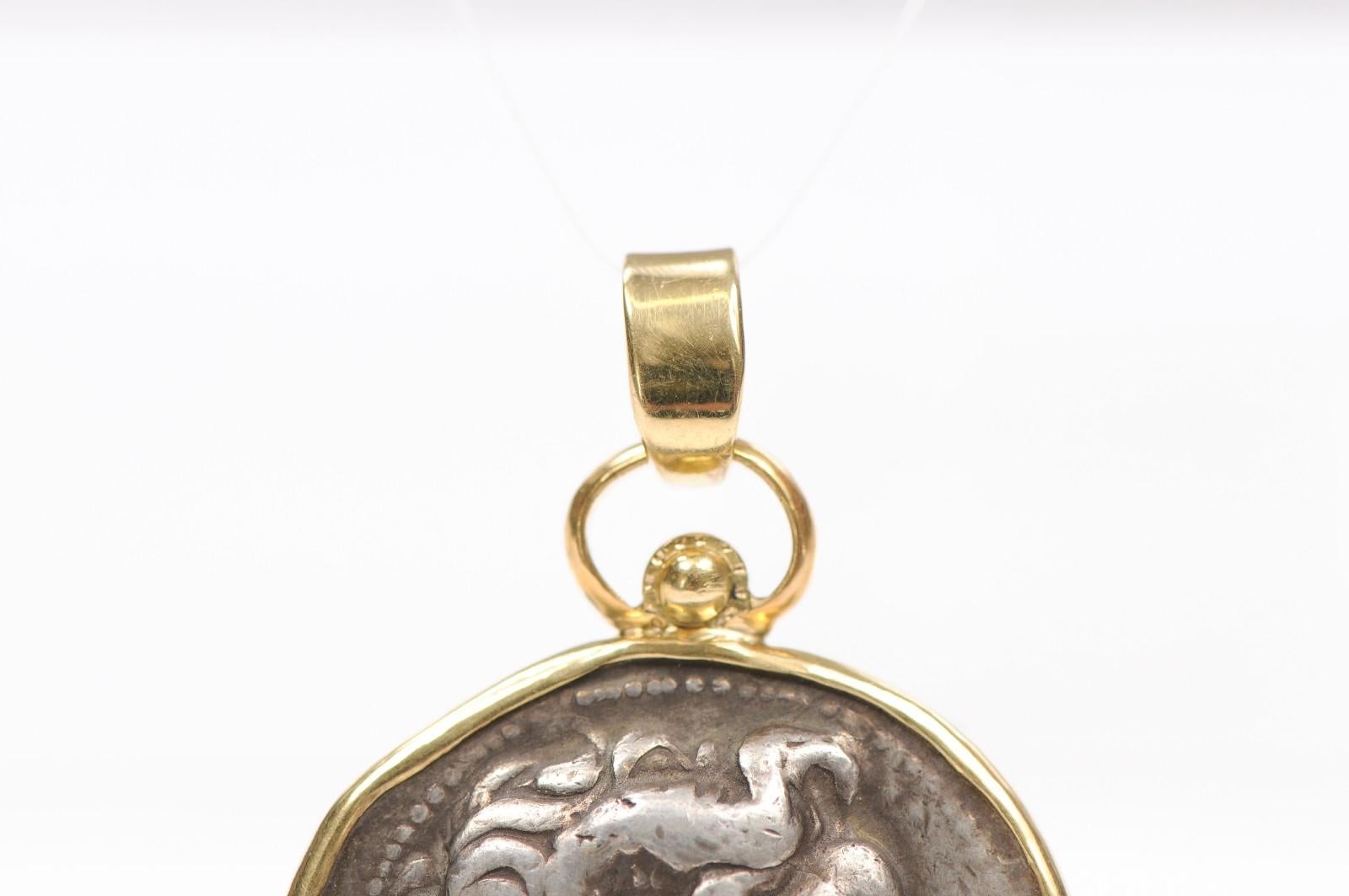 Classical Greek An Athena Silver Tetradrachm Pendant, circa 300 BC For Sale