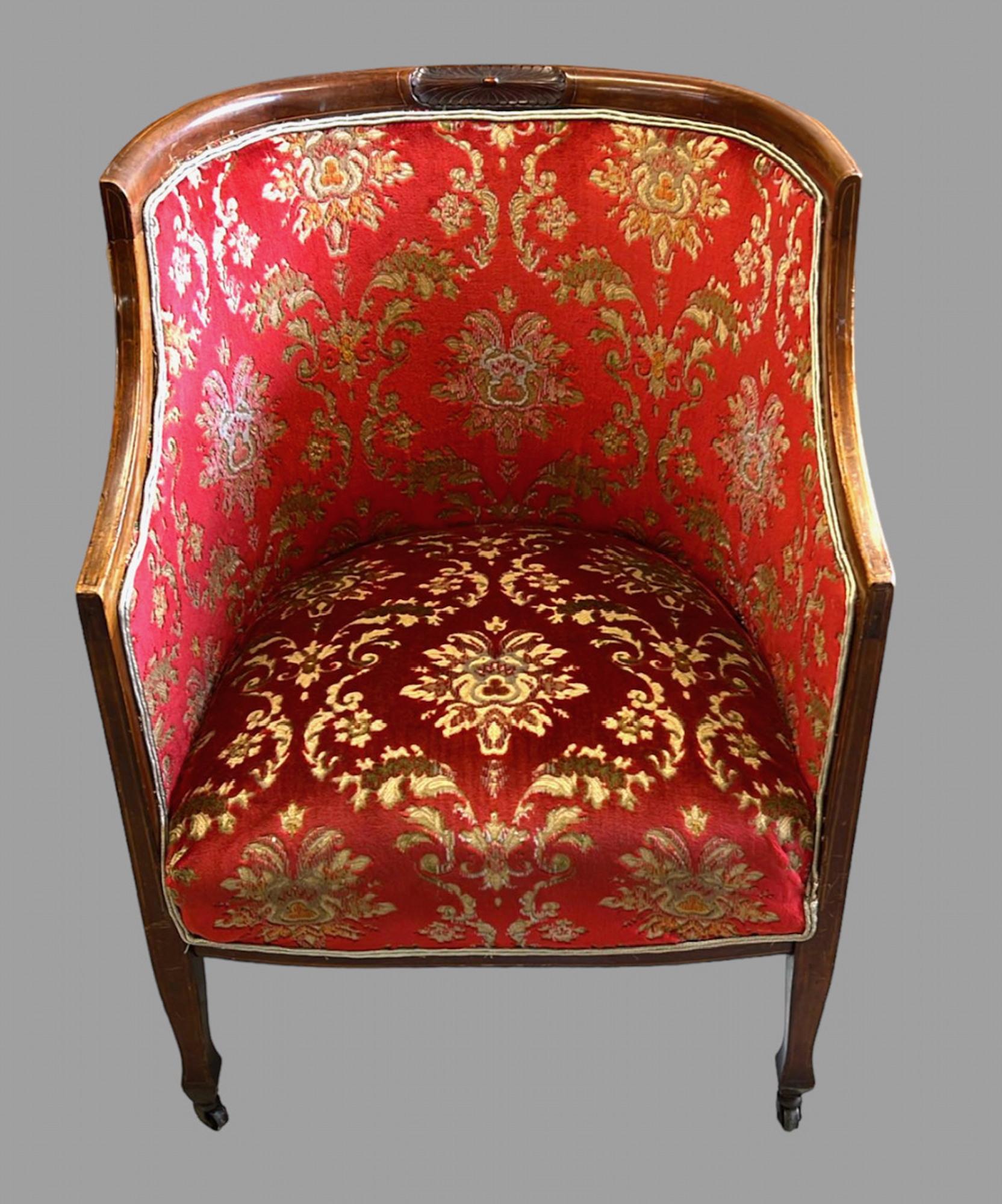 An Attractive Boudoir Edwardian Settee and Chair For Sale 1