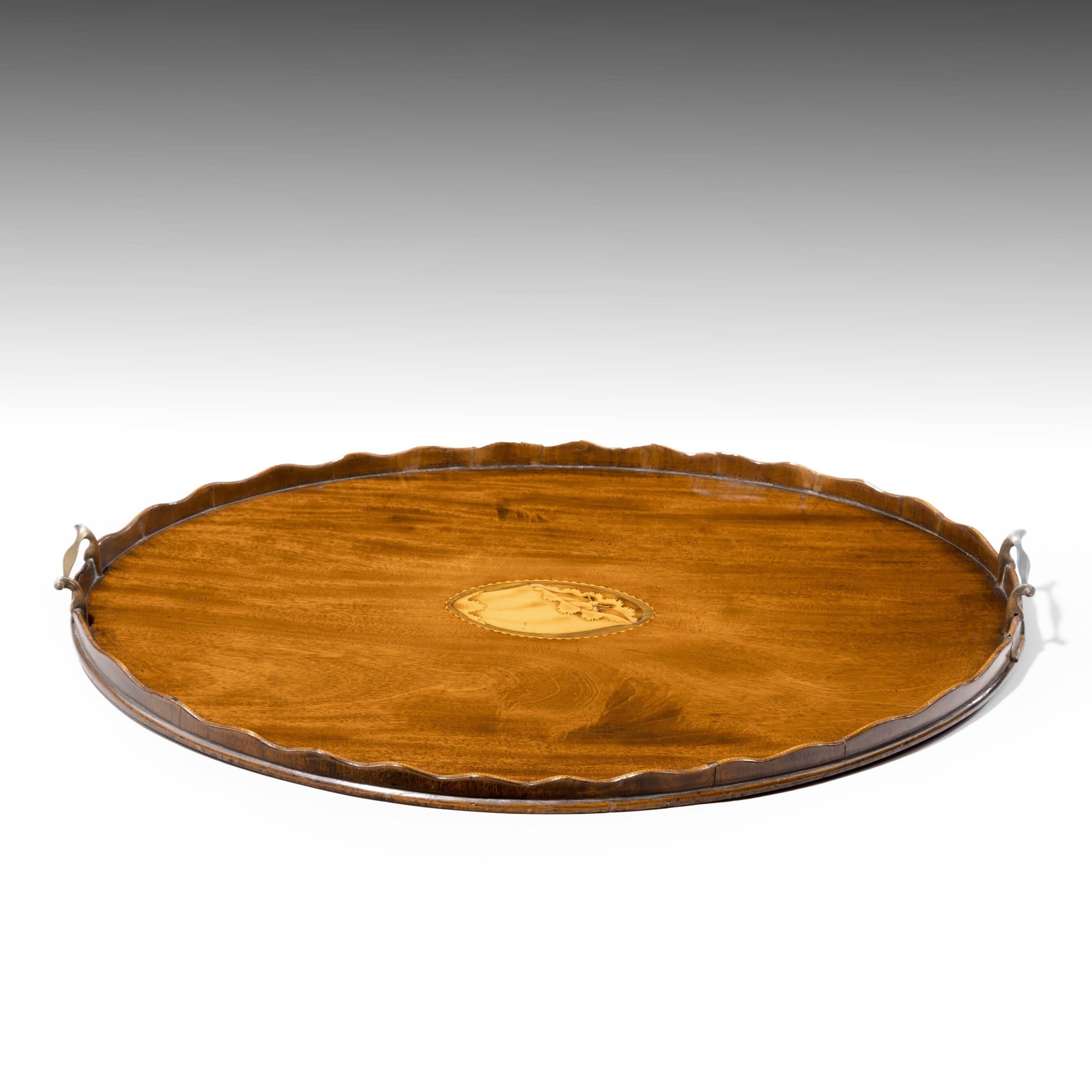 English Attractive Edwardian Period Oval Tray