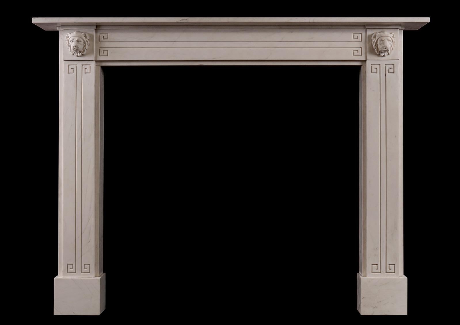 Attractive English Regency Fireplace in White Marble For Sale 7
