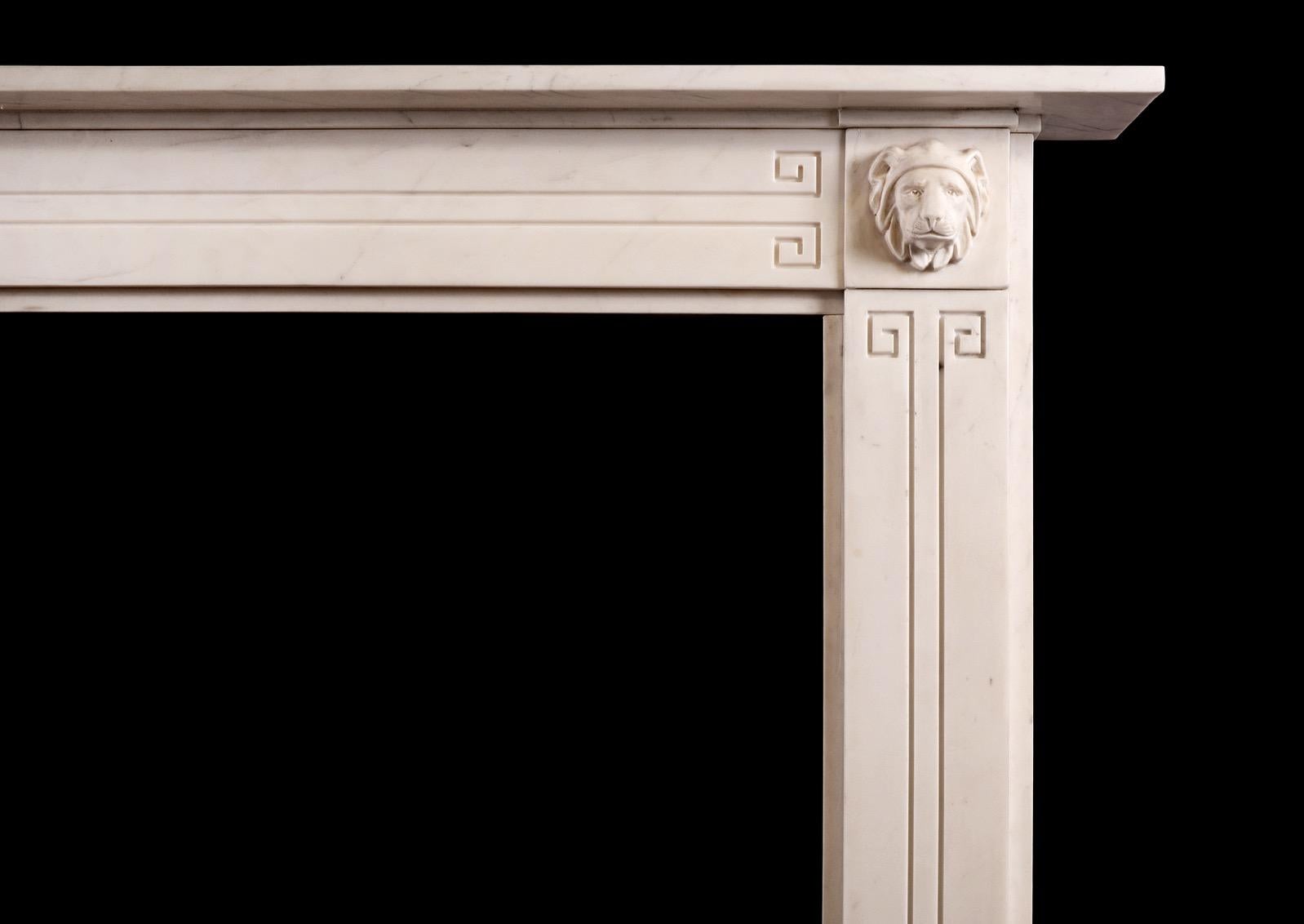 Attractive English Regency Fireplace in White Marble For Sale 8