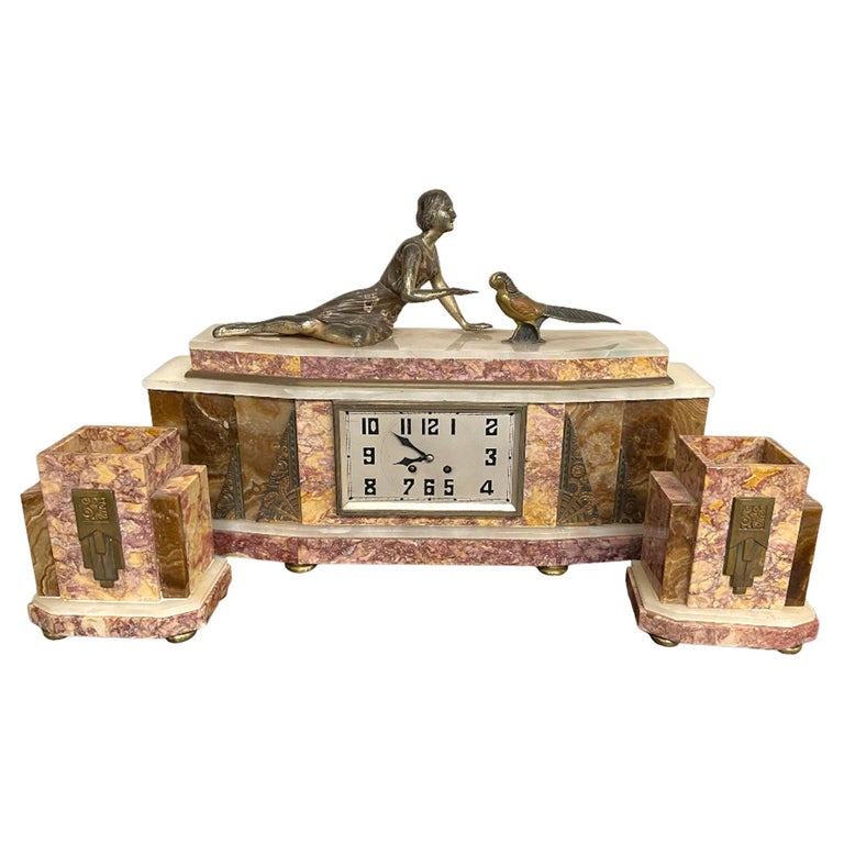 Attractive French Art Deco Clock by M Secondo at 1stDibs