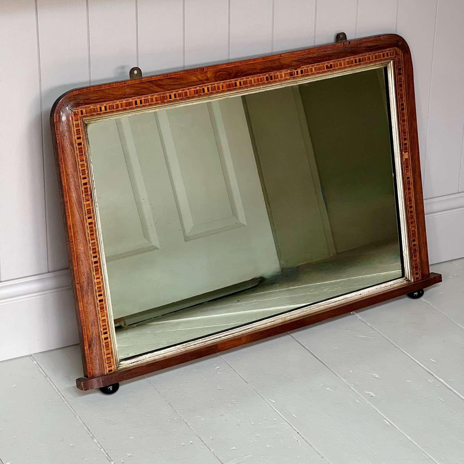 Edwardian An attractive French Oak Art Nouveau Hall or Bistrot Mirror. The bevelled oval m