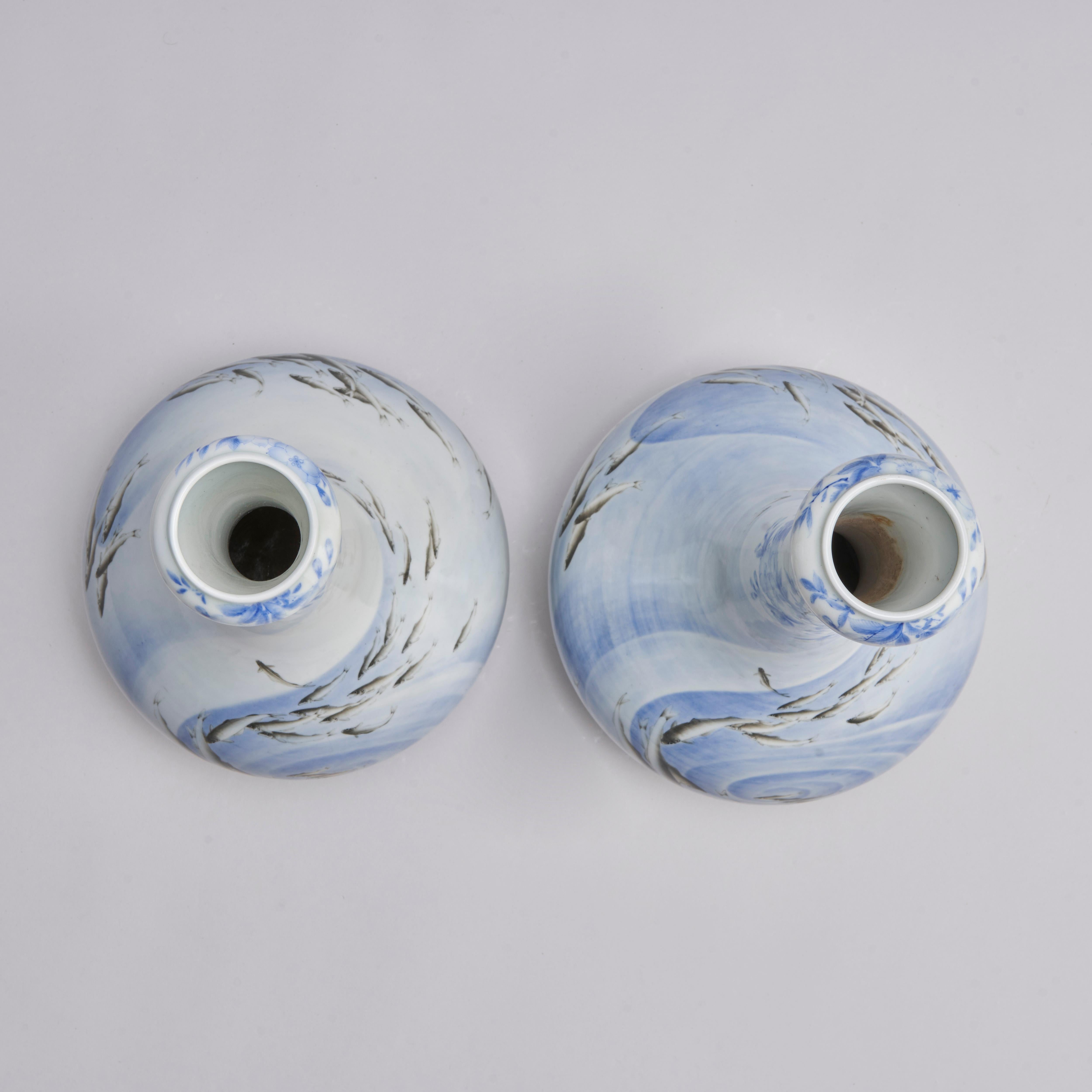 Porcelain An attractive pair of early 20th Century Japanese vases  For Sale