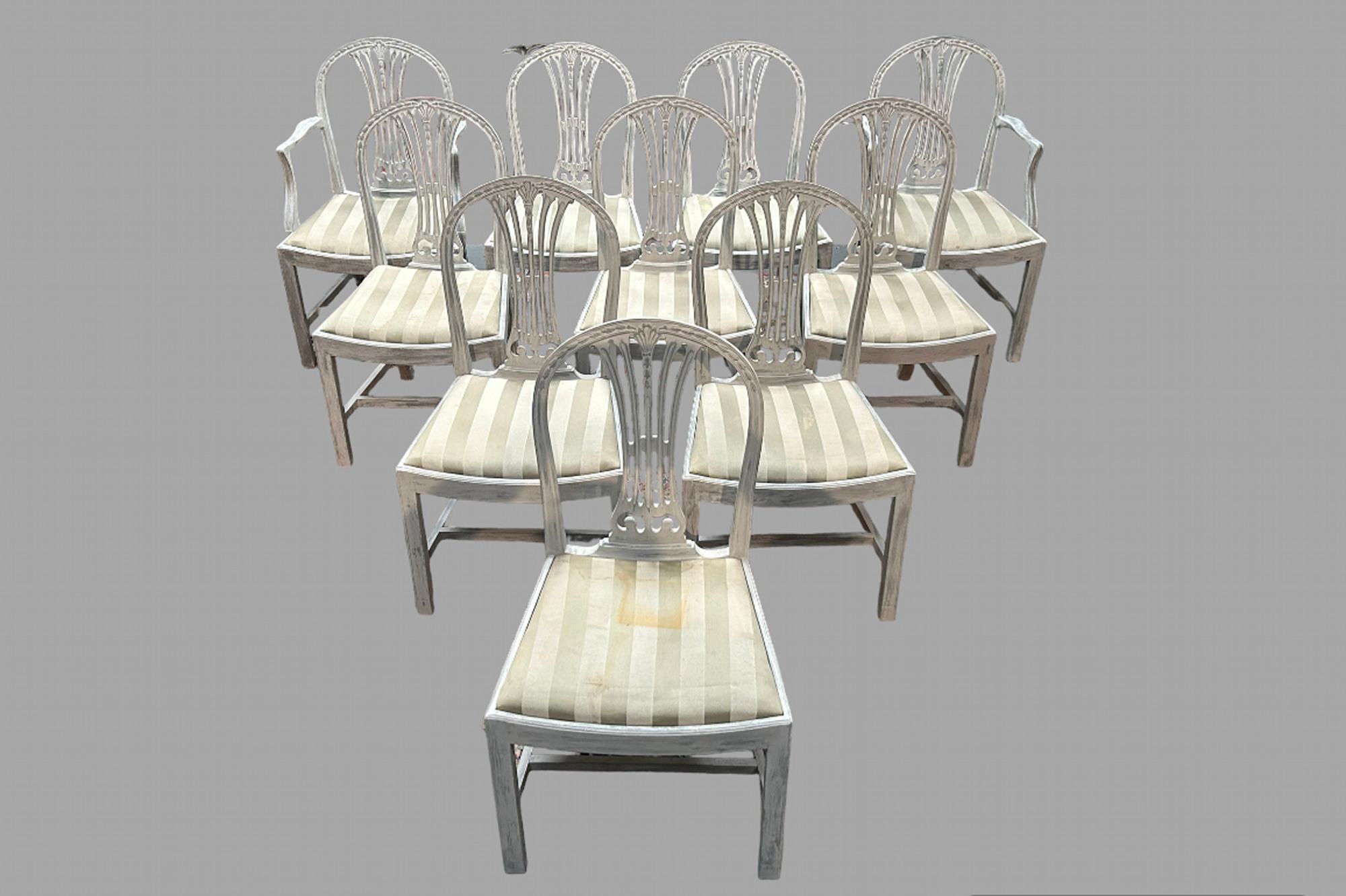 Mid-Century Modern An Attractive Set of 10 Painted Mahogany Chairs