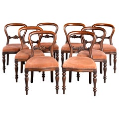 Antique Attractive Set of Eight Late 19th Century Balloon Backed Chairs