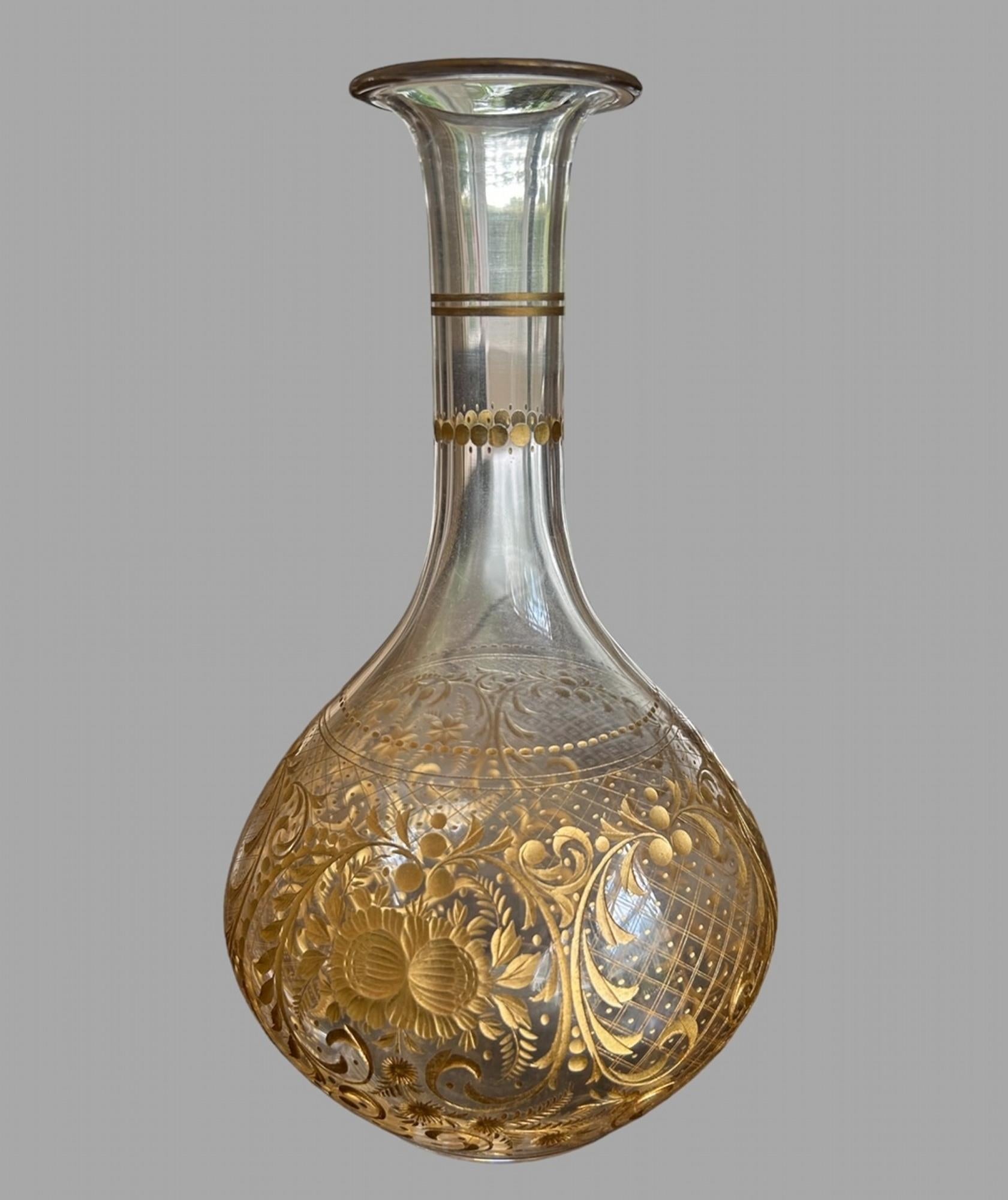 Victorien Attrayant ensemble de six verres à cordial et carafe en vente